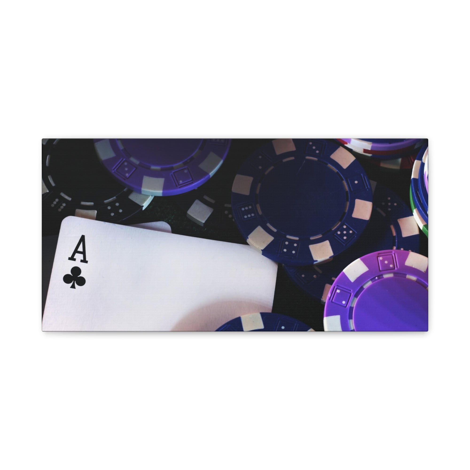 Ace of Clubs With Poker Chips Playing Card Canvas Wall Art for Home Decor Ready-to-Hang-Express Your Love Gifts