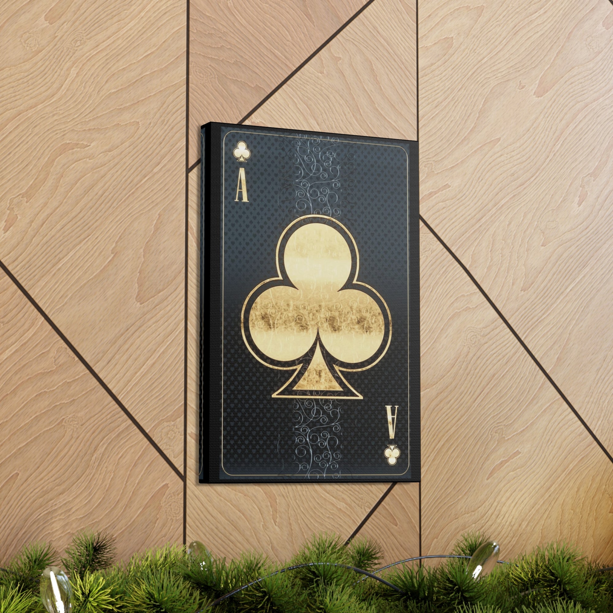 3D Casino Ace of Clubs Playing Card Canvas Wall Art for Home Decor Ready-to-Hang-Express Your Love Gifts