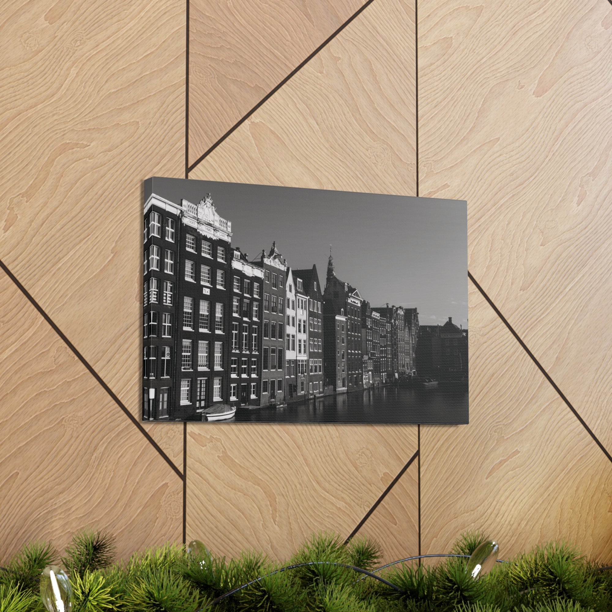 Amsterdam Black And White Skyline Canvas Artwork High-Quality Breathtaking Stunning Cityscape for Home Decor Ready to Hang-Express Your Love Gifts