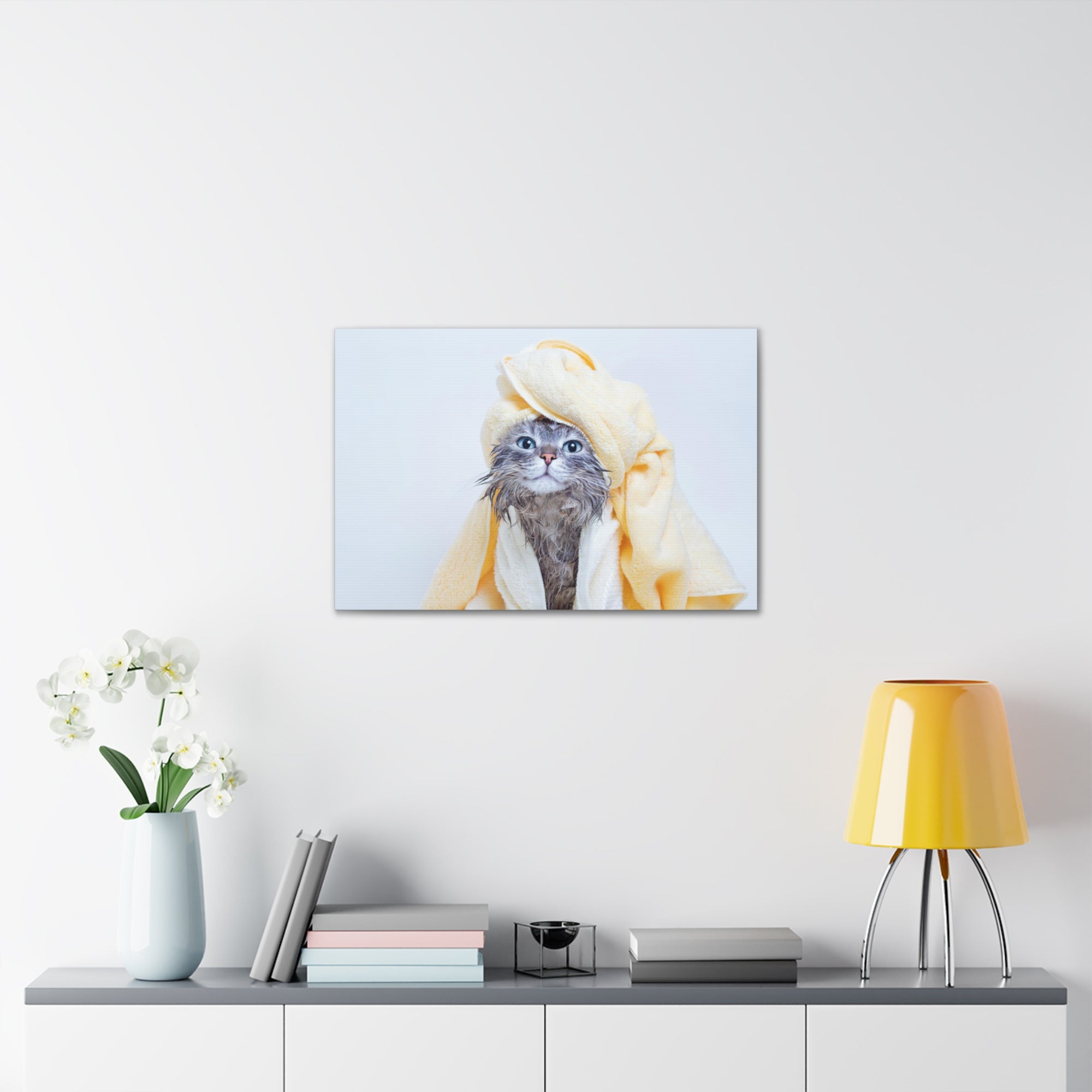 Funny Tabby Cat Bathee Canvas Wall Art for Home Decor Ready-to-Hang-Express Your Love Gifts