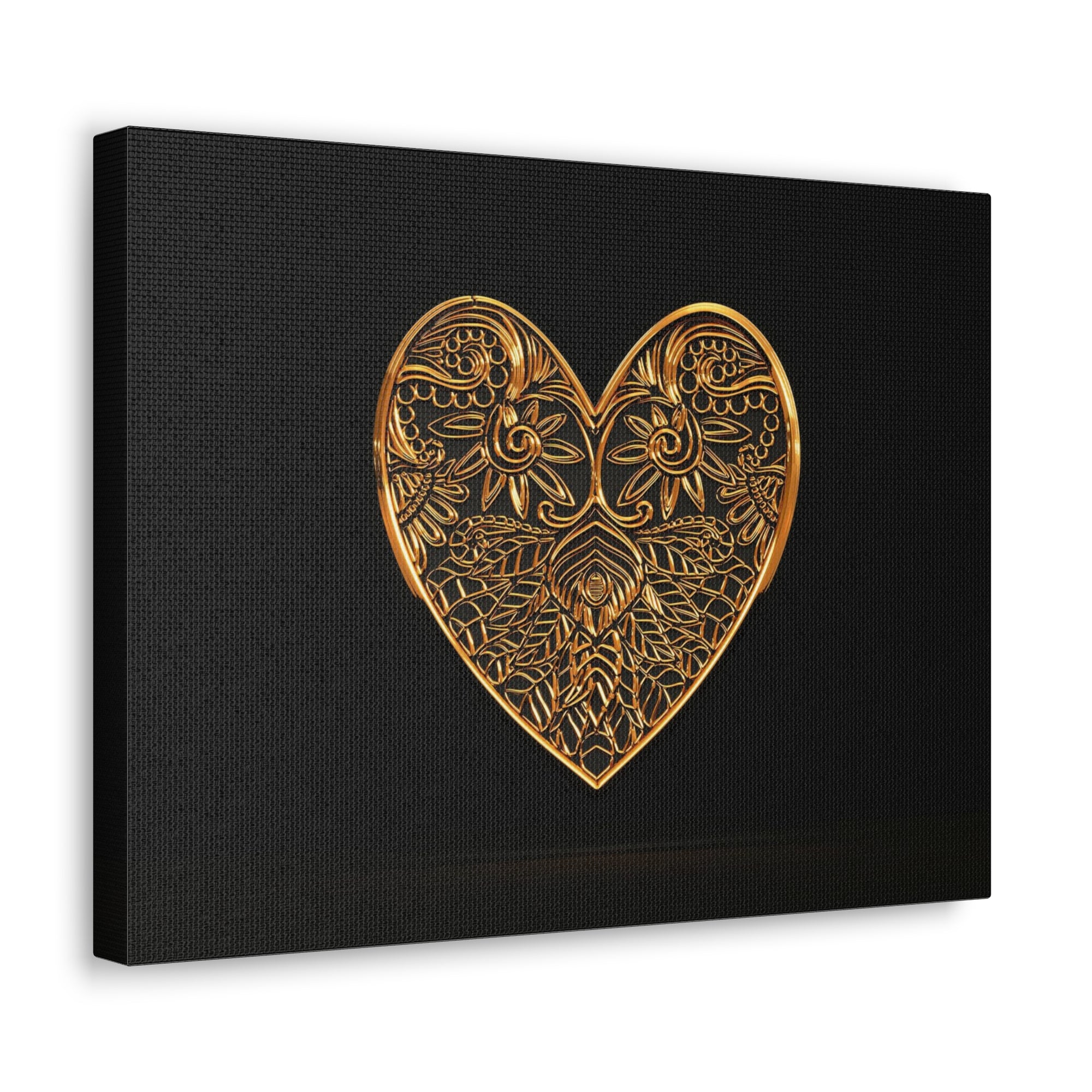 3D Gold Hearts Playing Card Canvas Wall Art for Home Decor Ready-to-Hang-Express Your Love Gifts