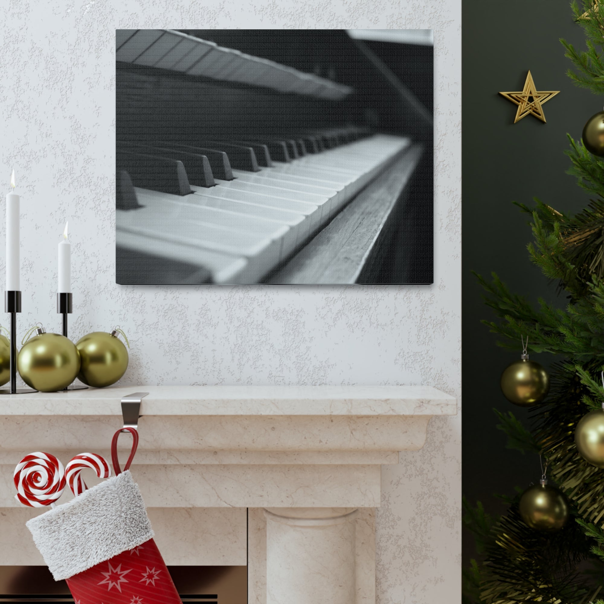 Black and White Piano Music Lover's Delight Piano Keyboard Canvas Wall Art for Home Decor Ready-to-Hang-Express Your Love Gifts