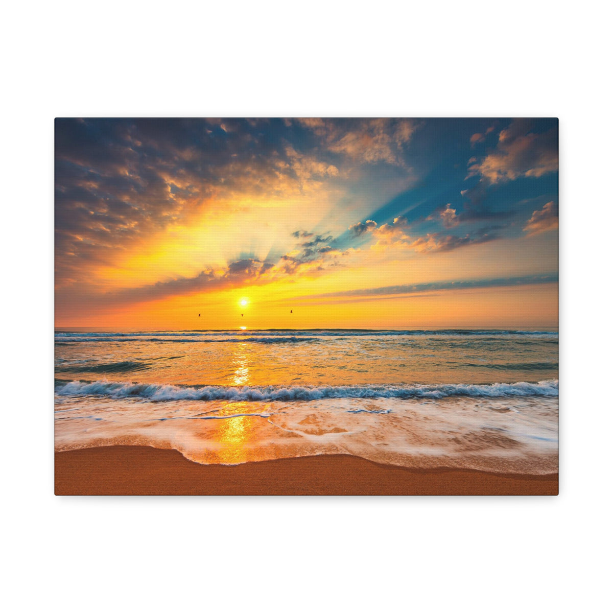 Beach Sunrise Over Tropical Sea Ocean Canvas Wall Art for Home Decor Ready-to-Hang-Express Your Love Gifts