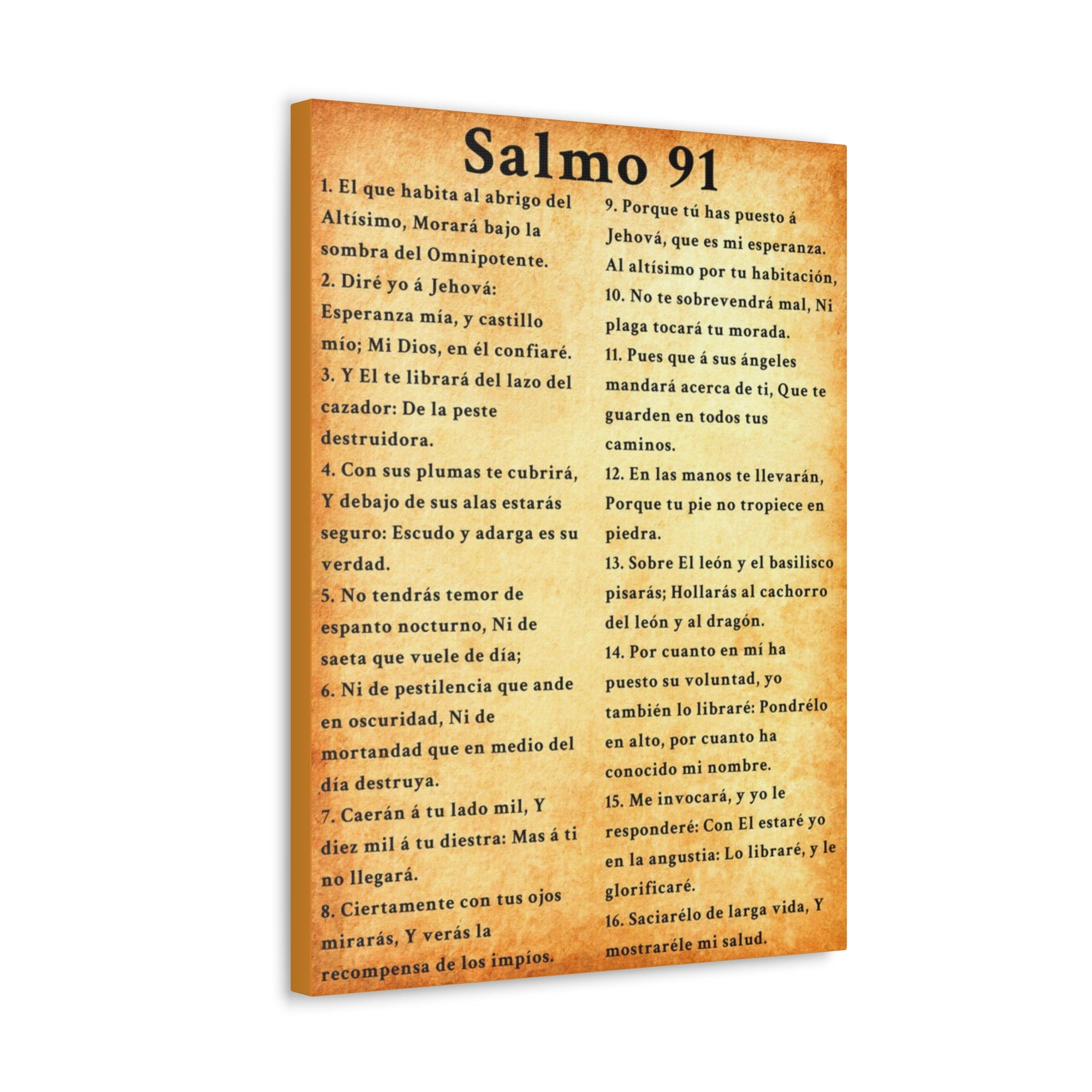 Scripture Walls Salmo 91 Psalm 91 Spanish Gold Bible Chapter Canvas Christian Wall Art Ready to Hang Unframed-Express Your Love Gifts