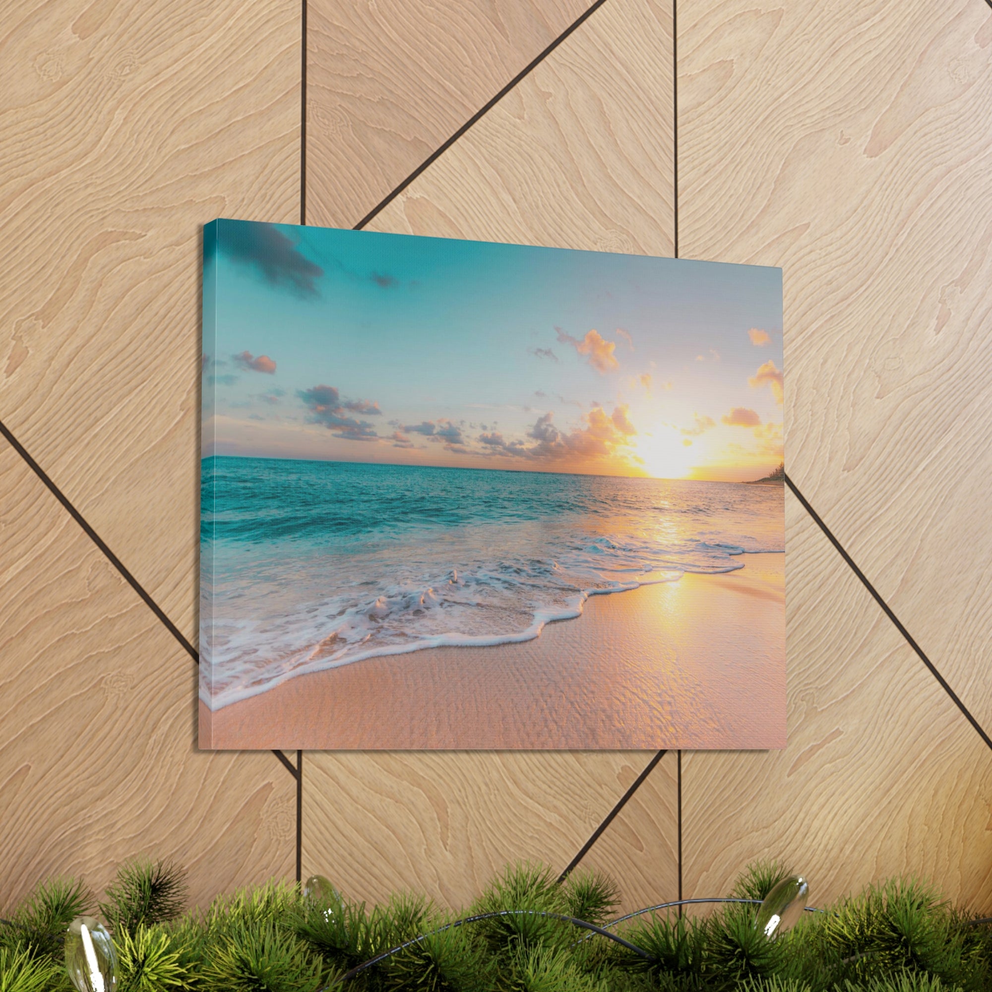 Beach Blue Sky Daylight Ocean Canvas Wall Art for Home Decor Ready-to-Hang-Express Your Love Gifts