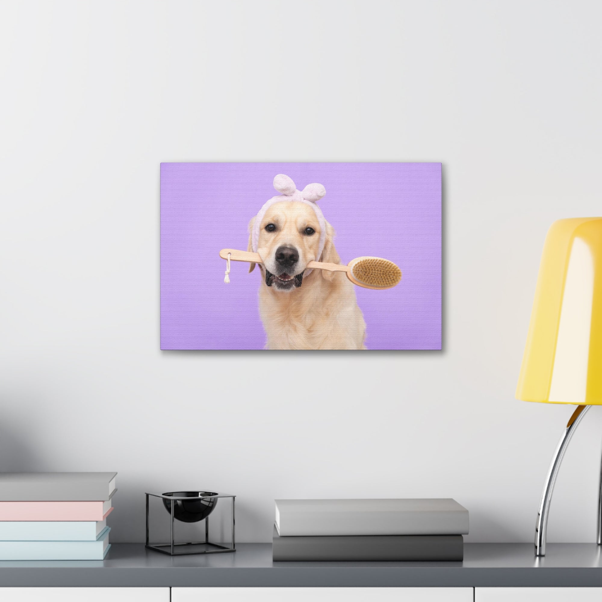 Funny Golden Retriever Bathee Canvas Wall Art for Home Decor Ready-to-Hang-Express Your Love Gifts