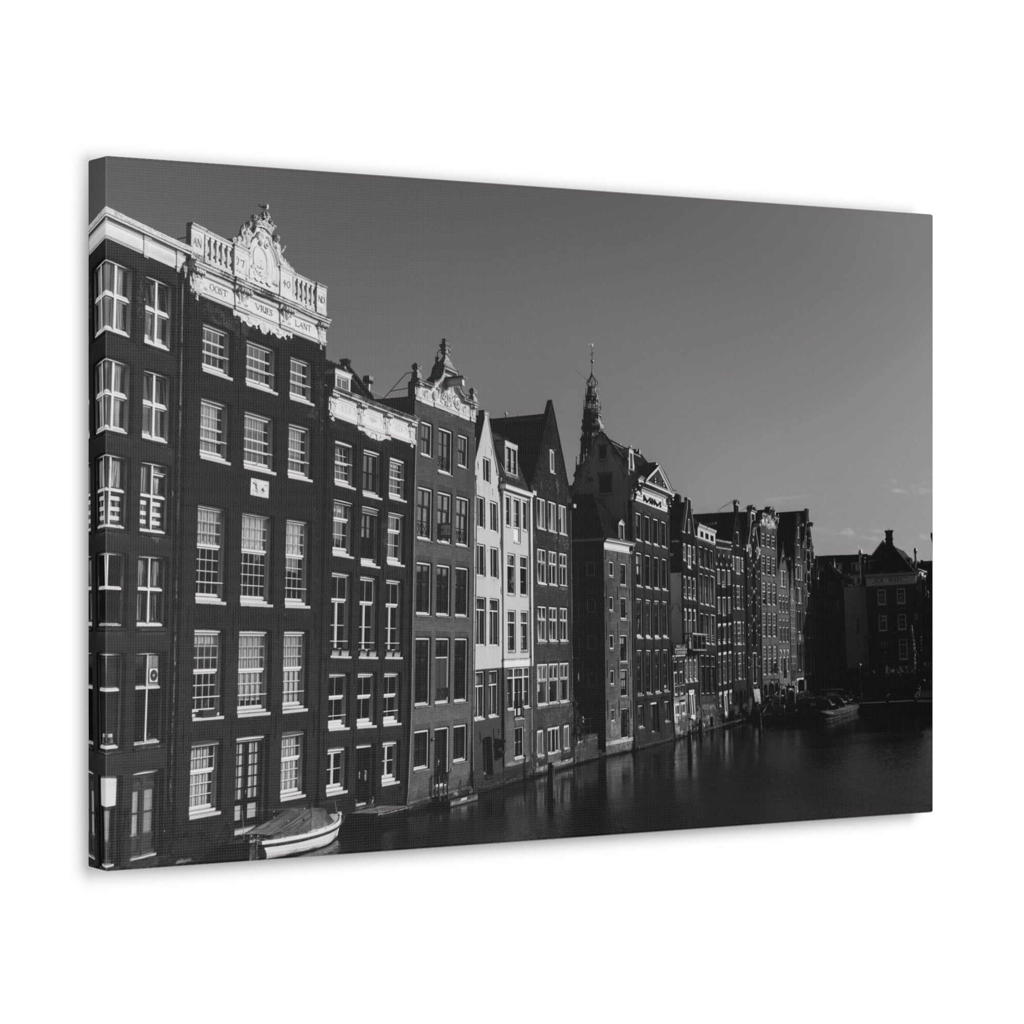 Amsterdam Black And White Skyline Canvas Artwork High-Quality Breathtaking Stunning Cityscape for Home Decor Ready to Hang-Express Your Love Gifts