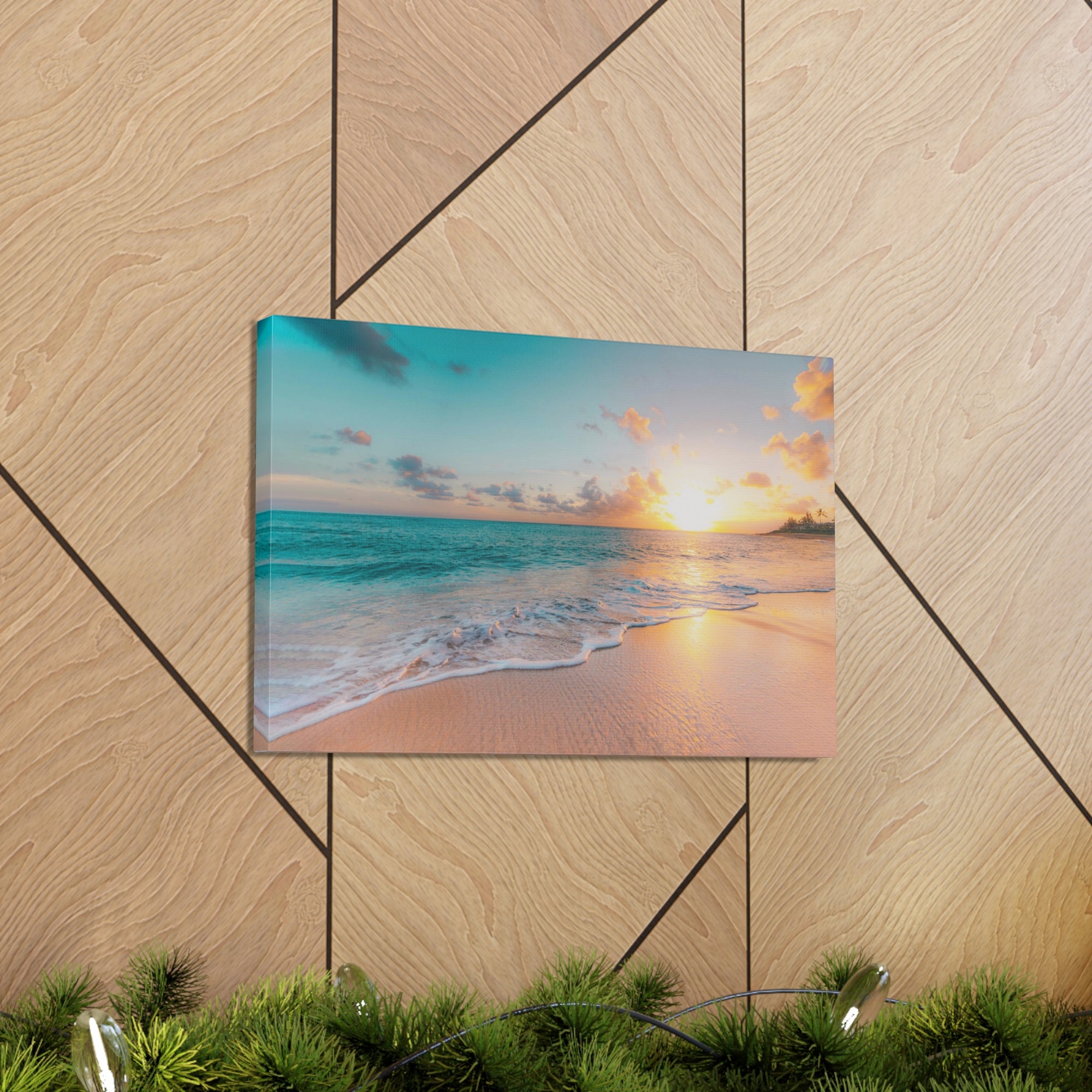 Beach Blue Sky Daylight Ocean Canvas Wall Art for Home Decor Ready-to-Hang-Express Your Love Gifts