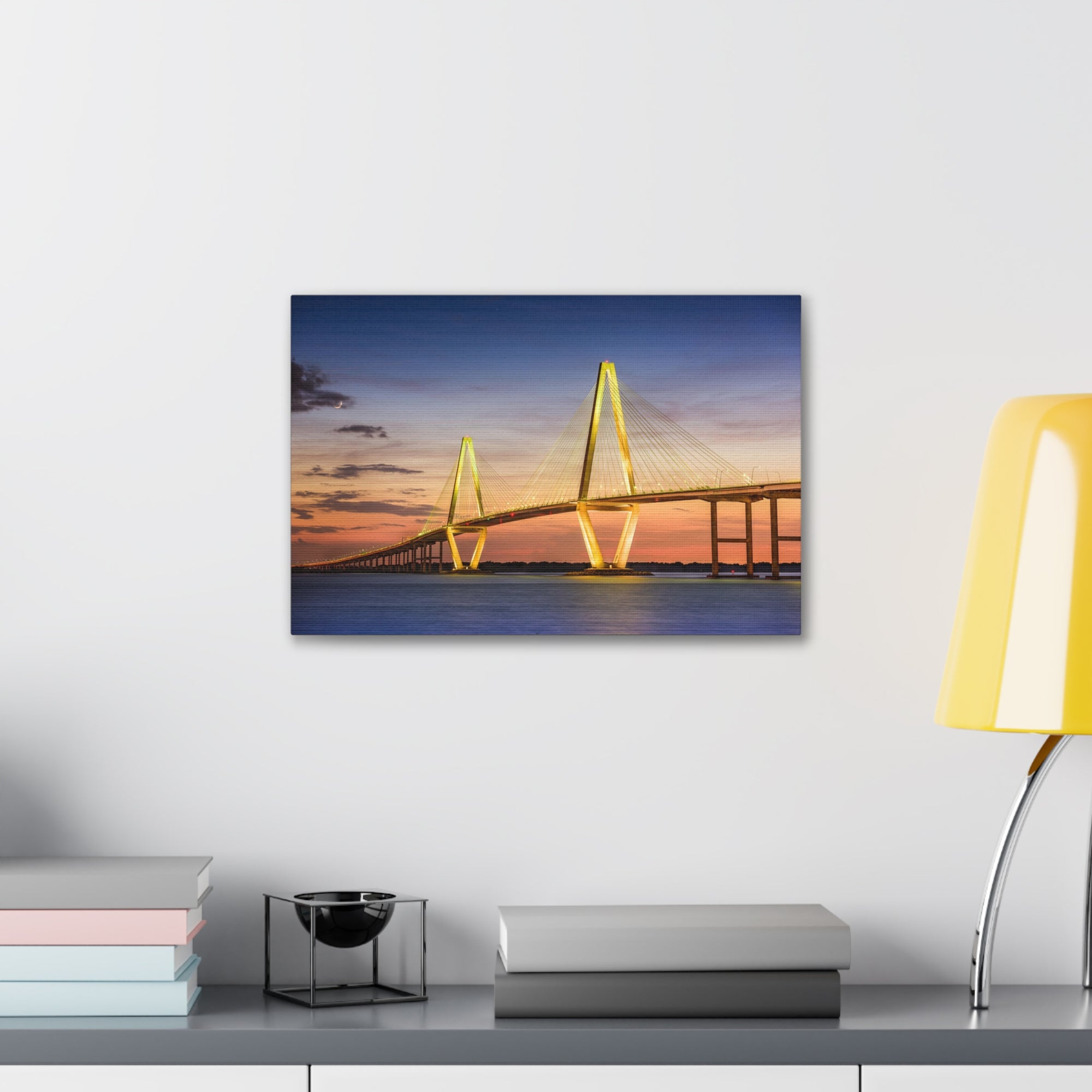 Arthur Ravenel River Bridge Charleston South Carolina Nature Wilderness Photography Canvas Wall Art for Home Decor Ready-to-Hang-Express Your Love Gifts