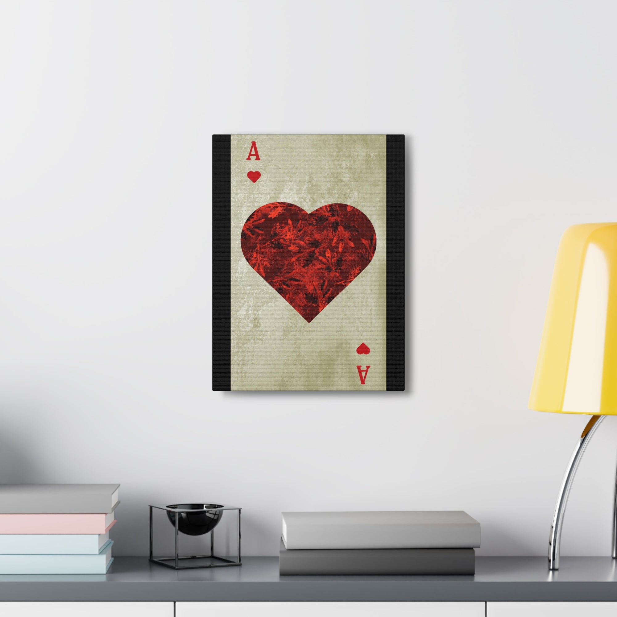 Ace Of Hearts Playing Card Canvas Wall Art for Home Decor Ready-to-Hang-Express Your Love Gifts