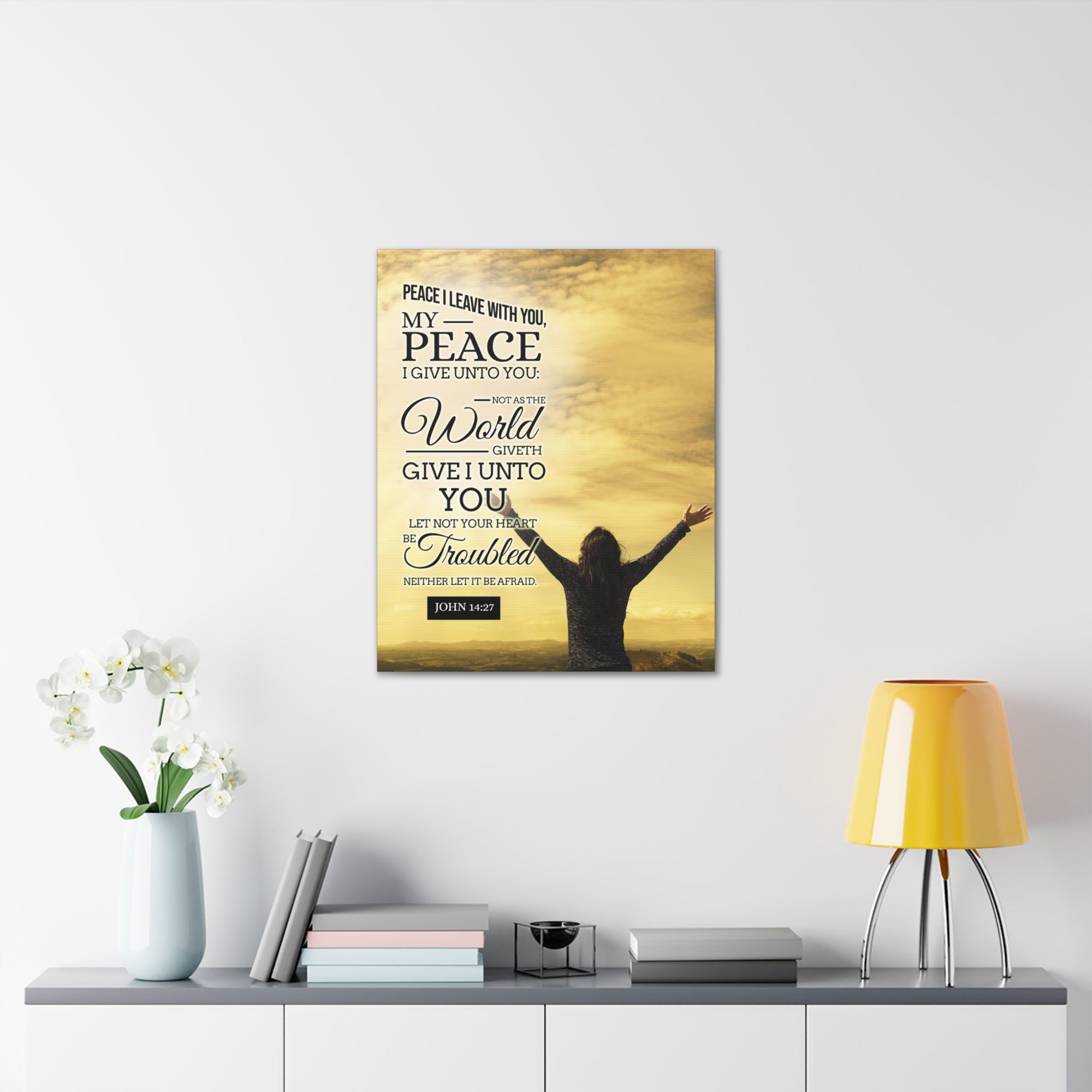 Bible Verse Canvas Peace I Leave With You John 14:27 Christian Home Décor Ready to Hang Wall Art Scripture-Express Your Love Gifts