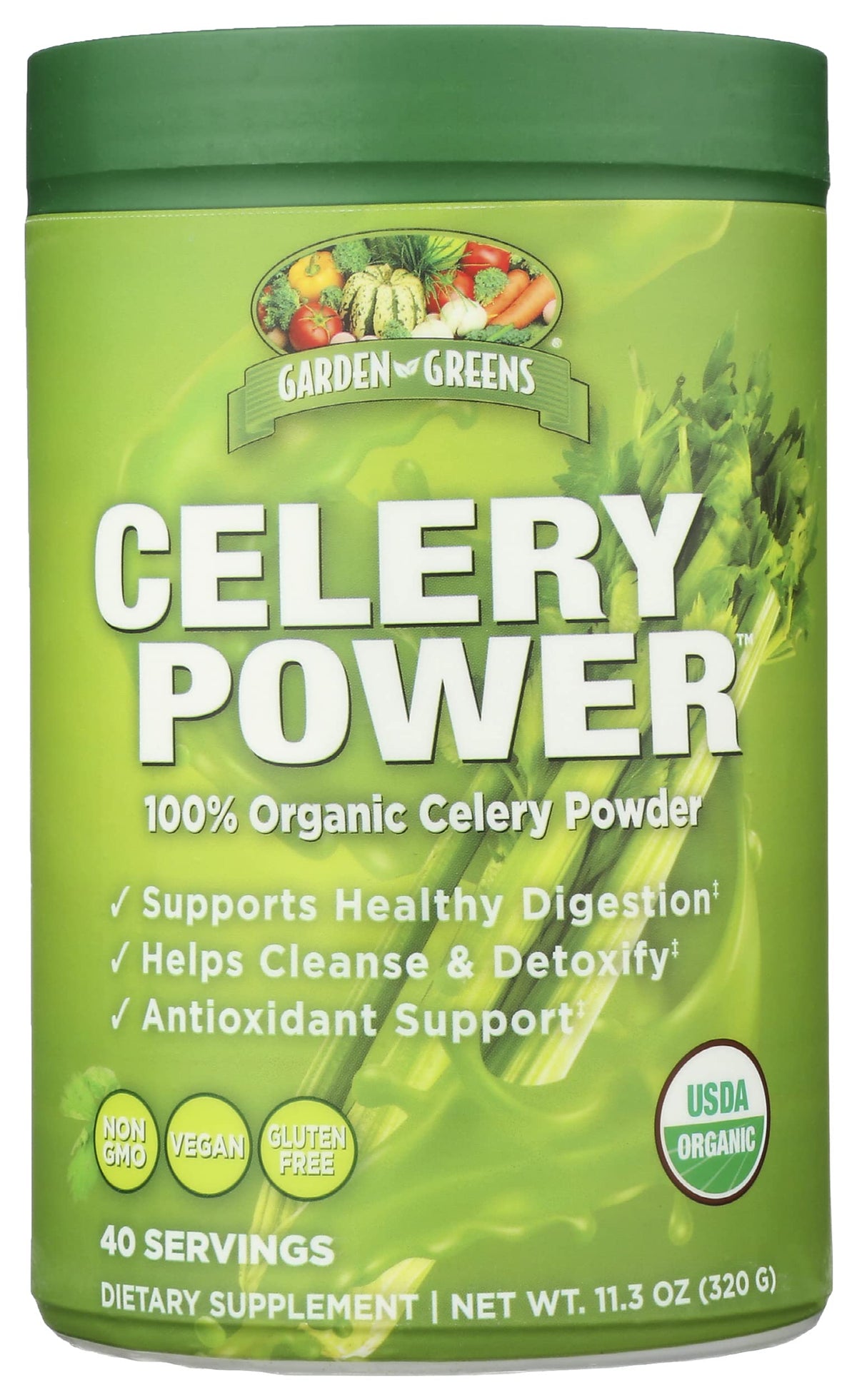 Garden Greens Organic Celery Power, 11.3 oz, Supports Digestion, No Flavor, Non-GMO, Gluten Free, 40 Servings-Express Your Love Gifts