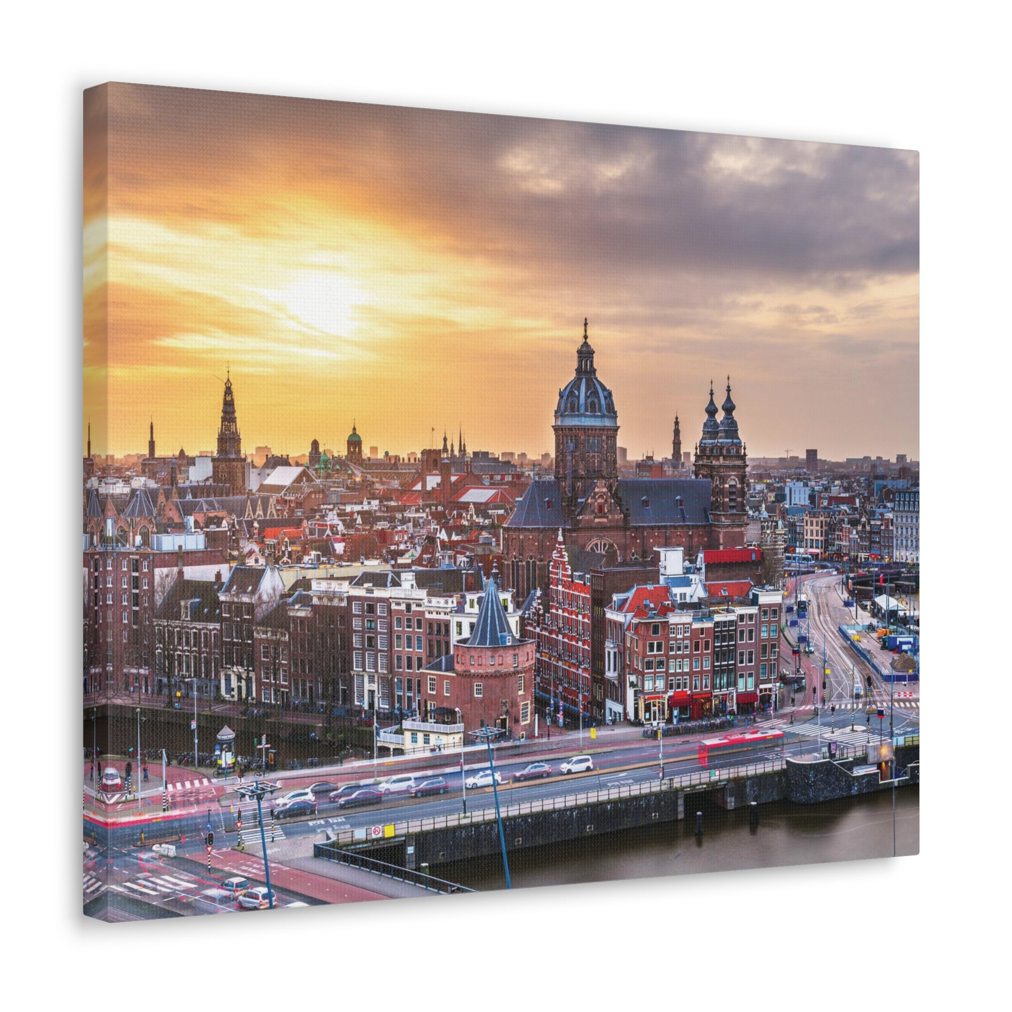 Amsterdam Daytime Skyline Canvas Artwork High-Quality Breathtaking Stunning Cityscape for Home Decor Ready to Hang-Express Your Love Gifts