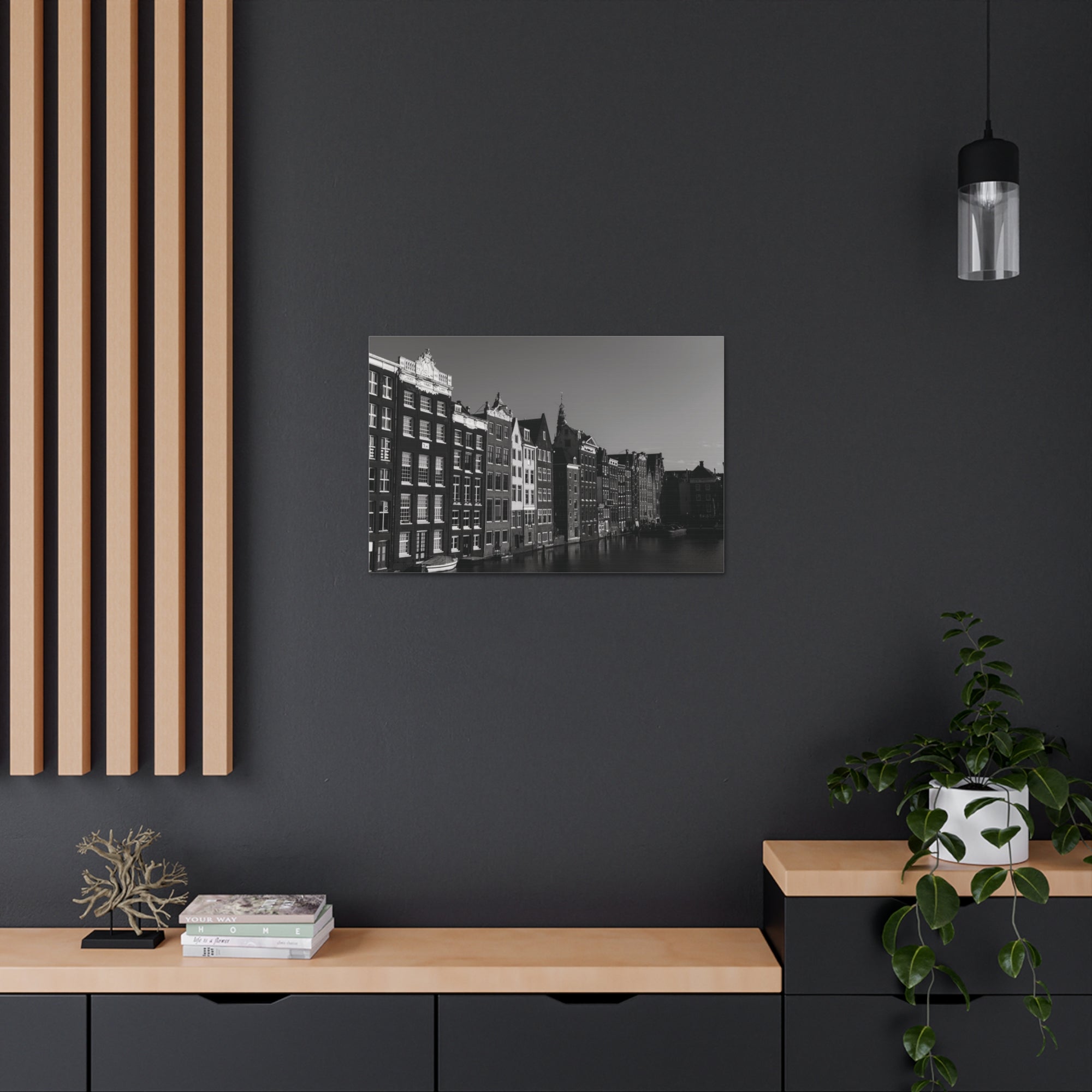 Amsterdam Black And White Skyline Canvas Artwork High-Quality Breathtaking Stunning Cityscape for Home Decor Ready to Hang-Express Your Love Gifts