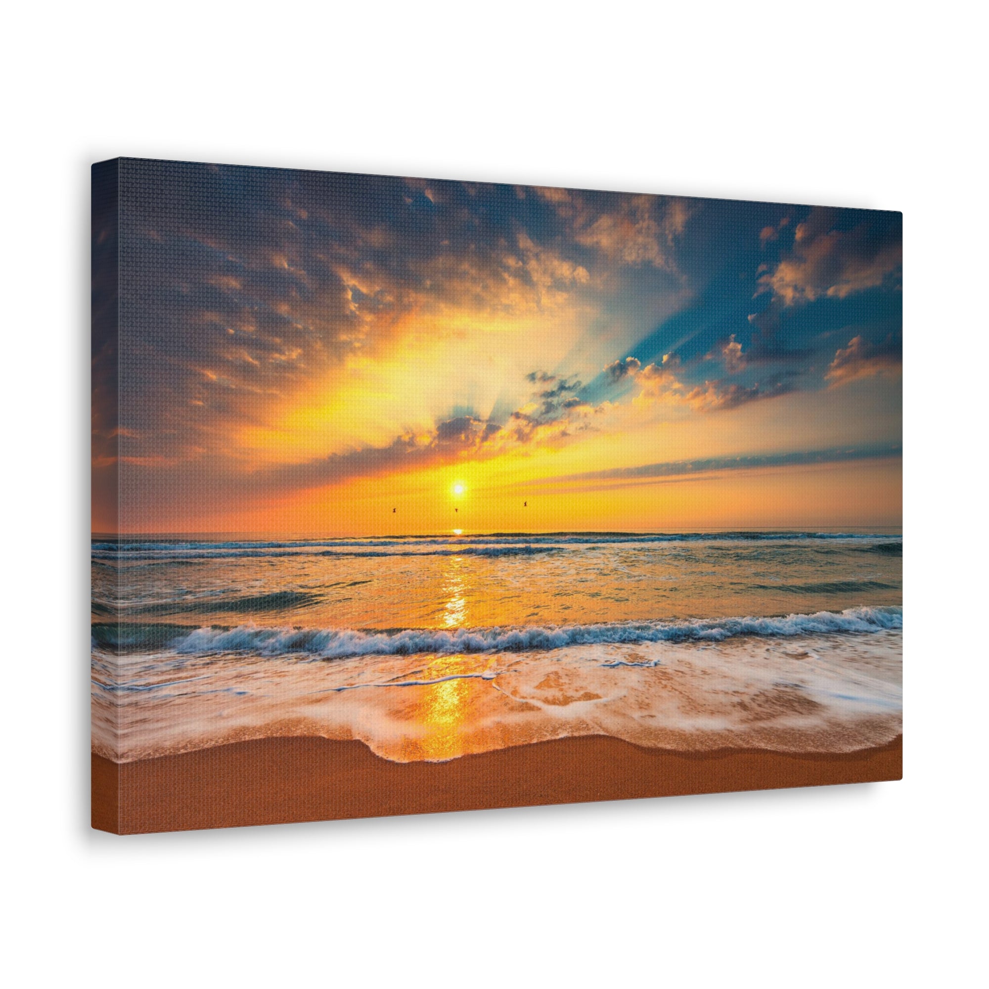 Beach Sunrise Over Tropical Sea Ocean Canvas Wall Art for Home Decor Ready-to-Hang-Express Your Love Gifts