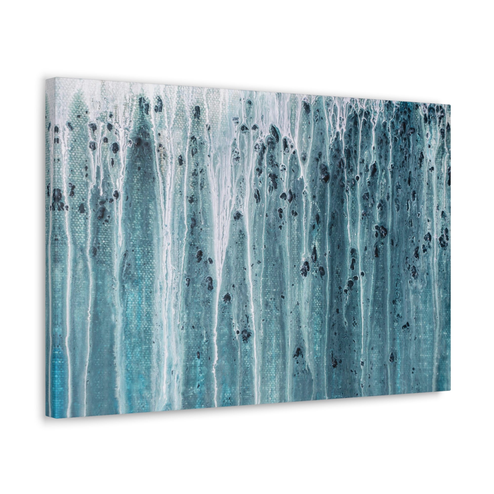 Blue Rain Abstract Acrylic Painting Canvas Wall Art for Home Decor Ready-to-Hang-Express Your Love Gifts