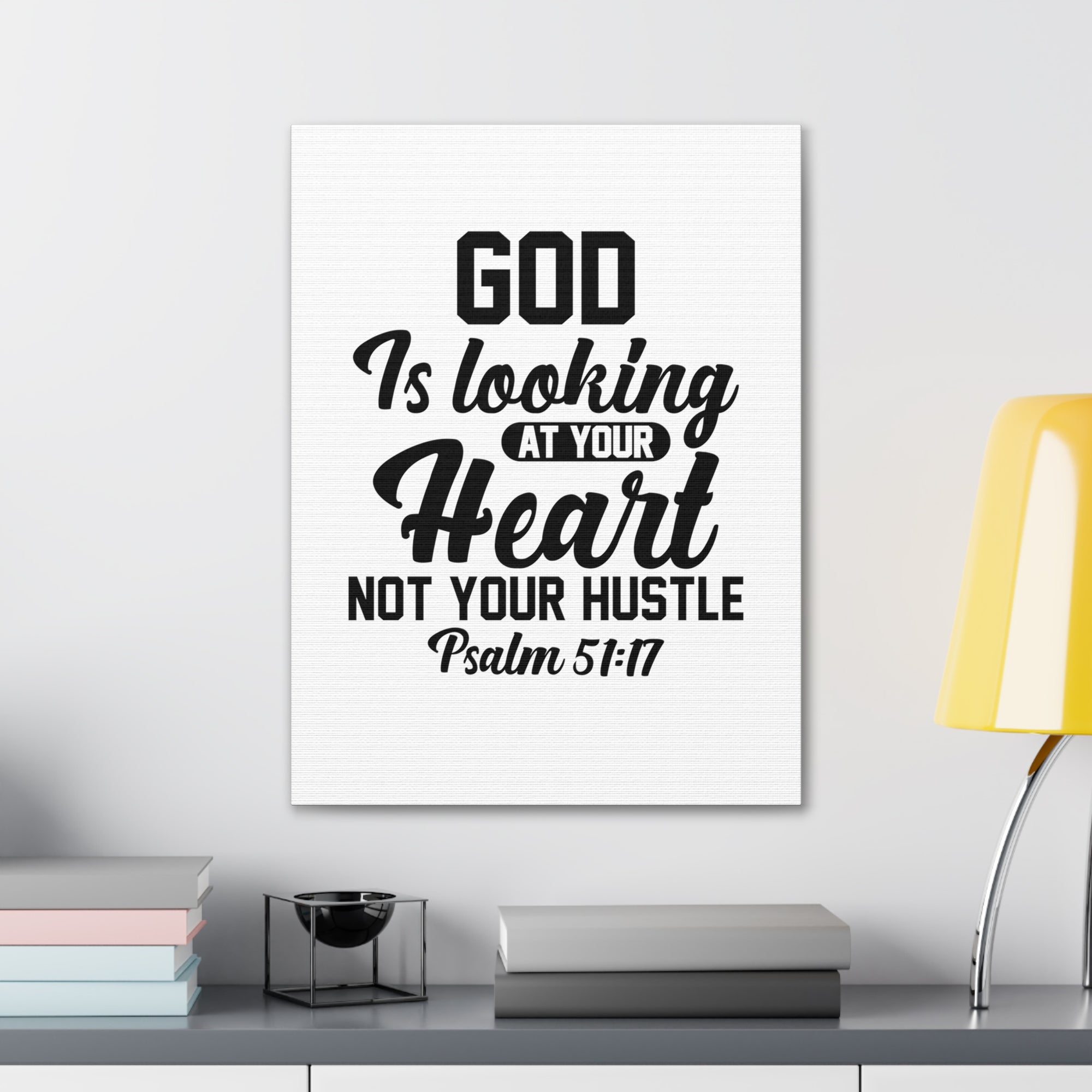 Scripture Walls Psalm 51:17 God is Looking at Your Heart Bible Verse Canvas Christian Wall Art Ready to Hang Unframed-Express Your Love Gifts