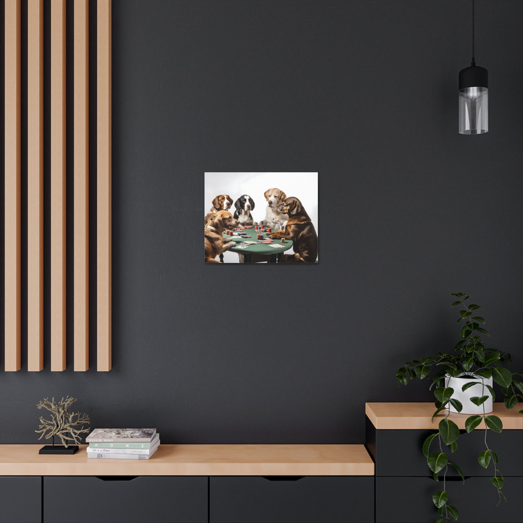 Dogs Playing Poker Funny Game Playing Card Canvas Wall Art for Home Decor Ready-to-Hang-Express Your Love Gifts