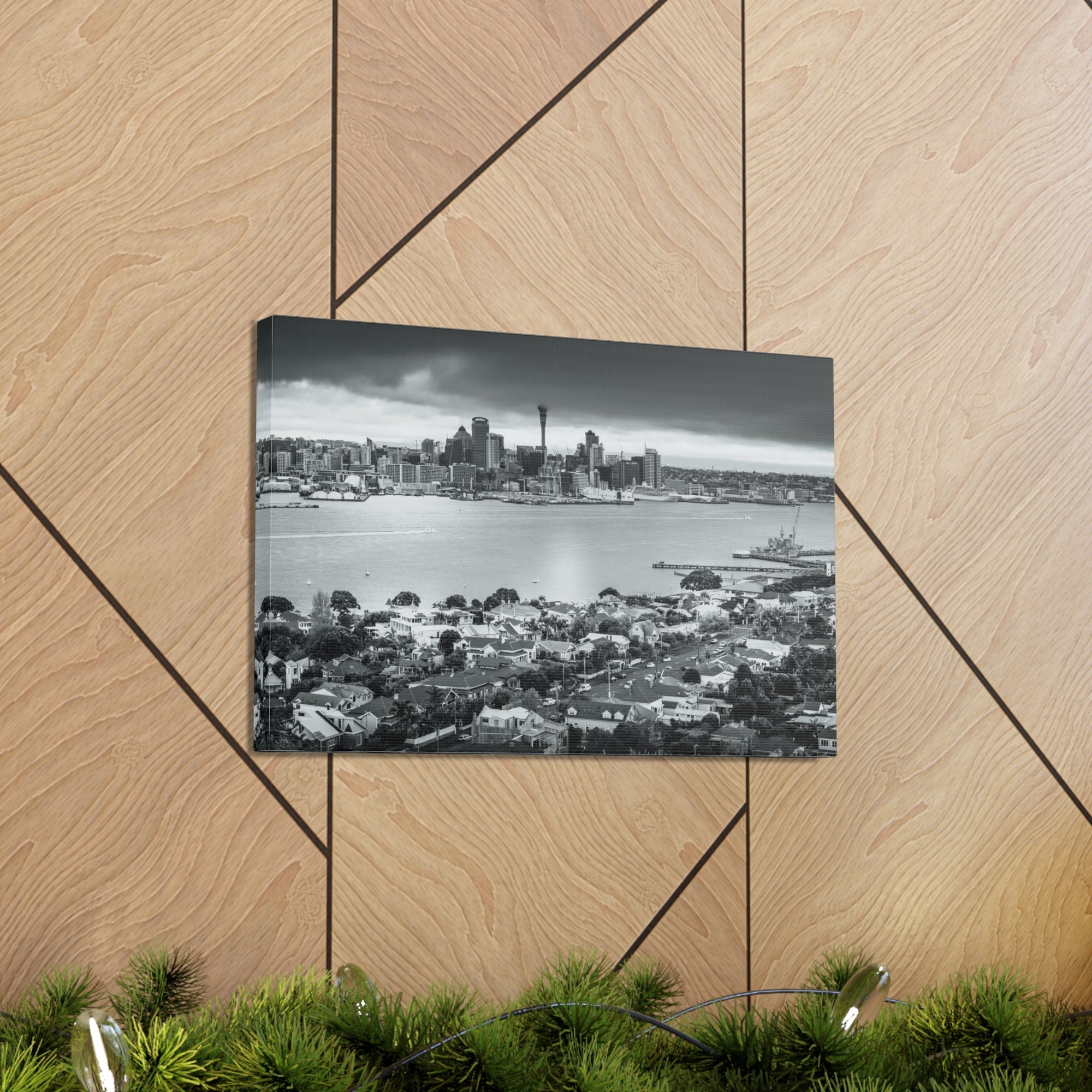 Auckland Black And White Skyline Canvas Artwork High-Quality Breathtaking Stunning Cityscape for Home Decor Ready to Hang-Express Your Love Gifts