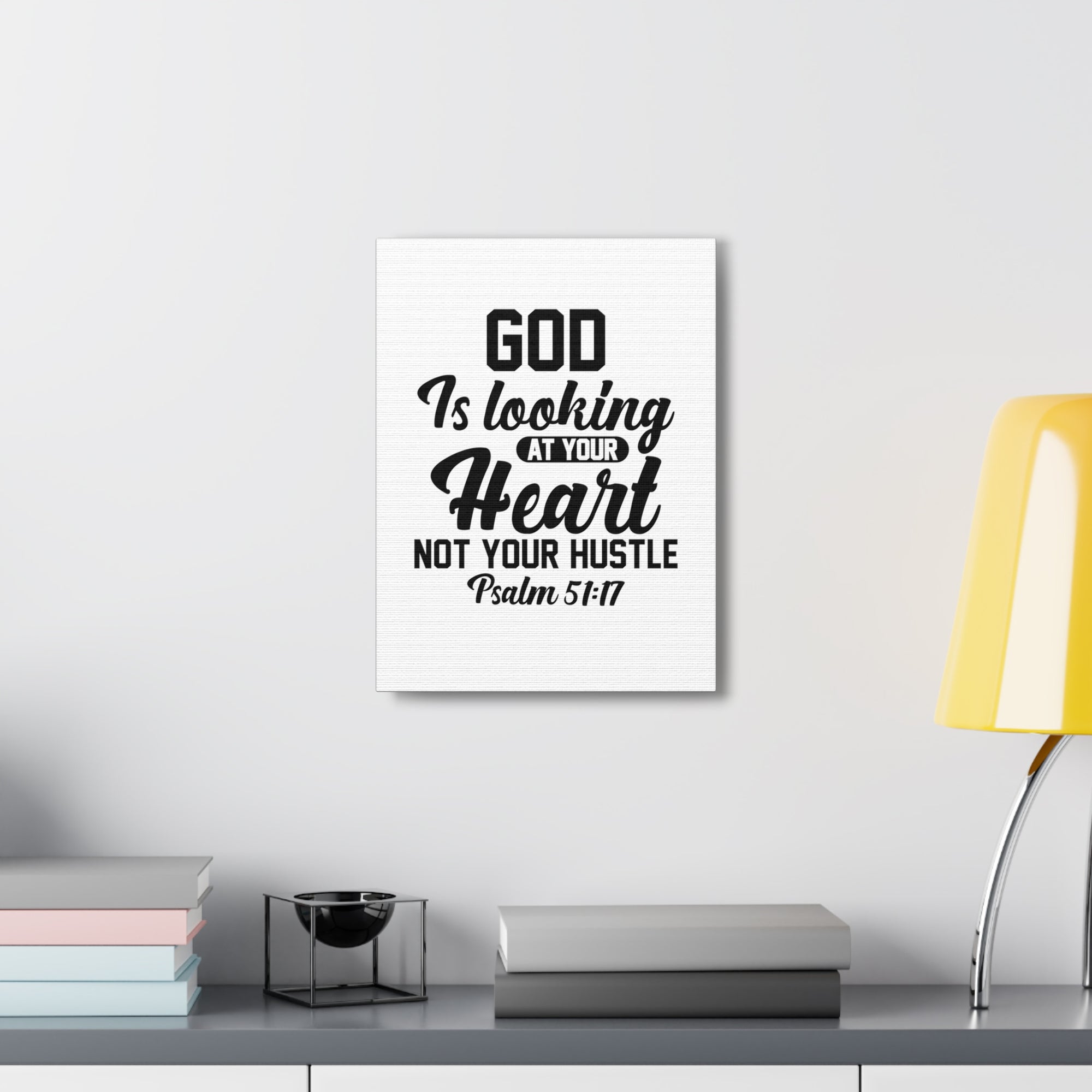 Scripture Walls Psalm 51:17 God is Looking at Your Heart Bible Verse Canvas Christian Wall Art Ready to Hang Unframed-Express Your Love Gifts