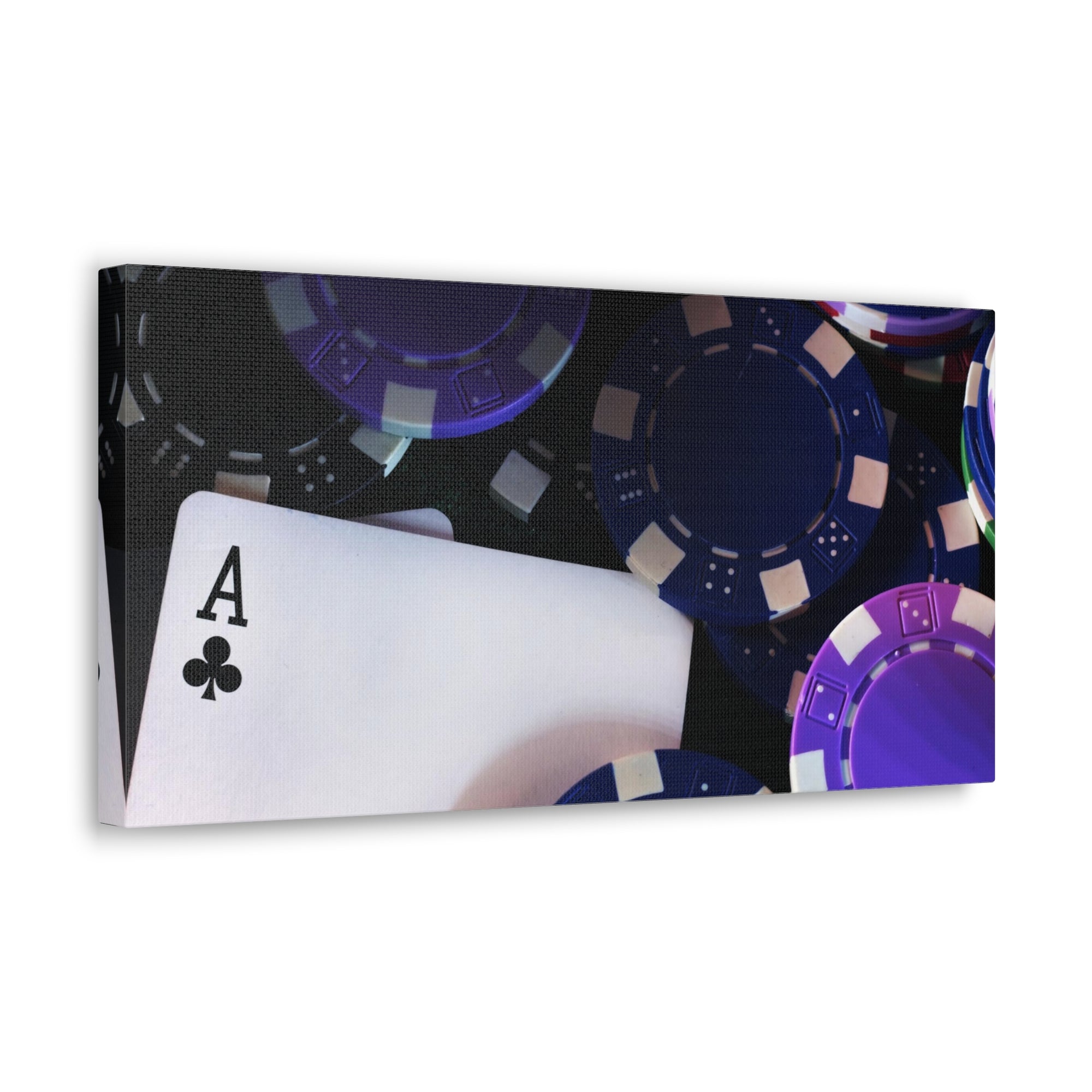 Ace of Clubs With Poker Chips Playing Card Canvas Wall Art for Home Decor Ready-to-Hang-Express Your Love Gifts