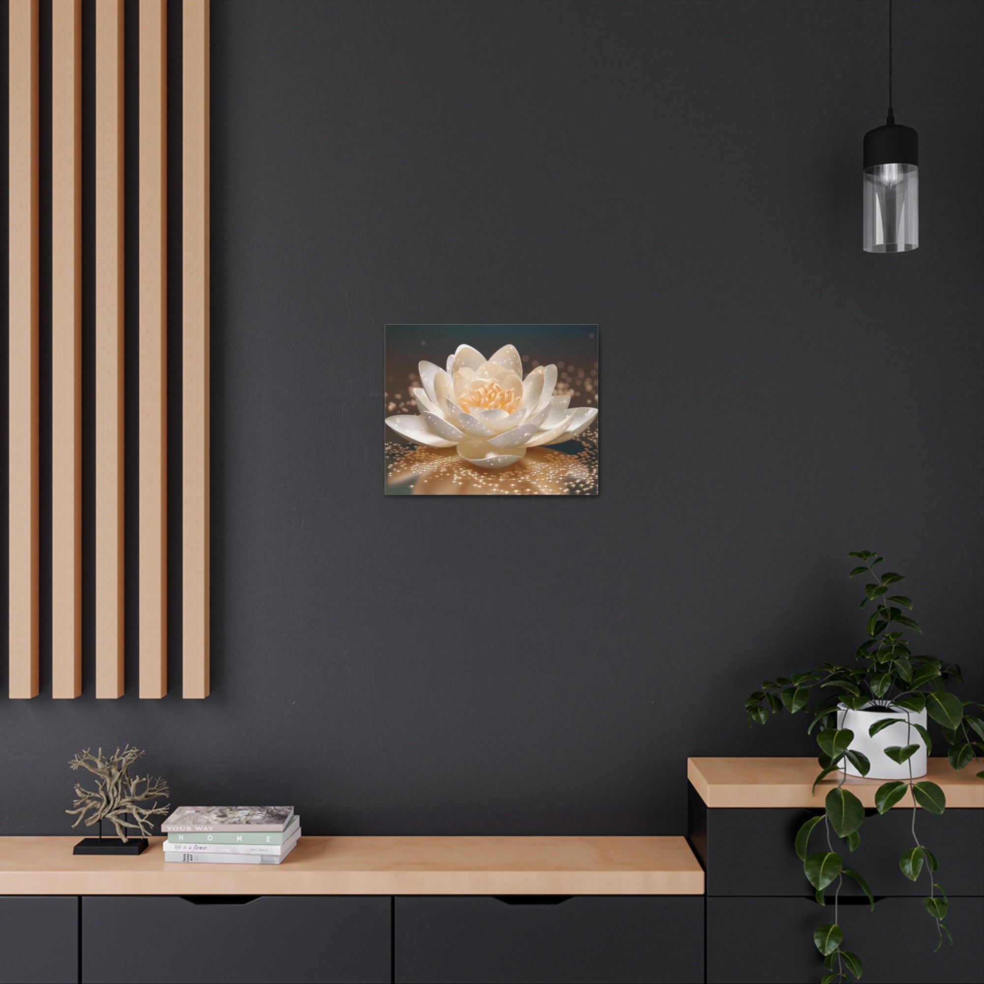 Beautiful White Lotus Flower Canvas Wall Art for Home Decor Ready-to-Hang-Express Your Love Gifts