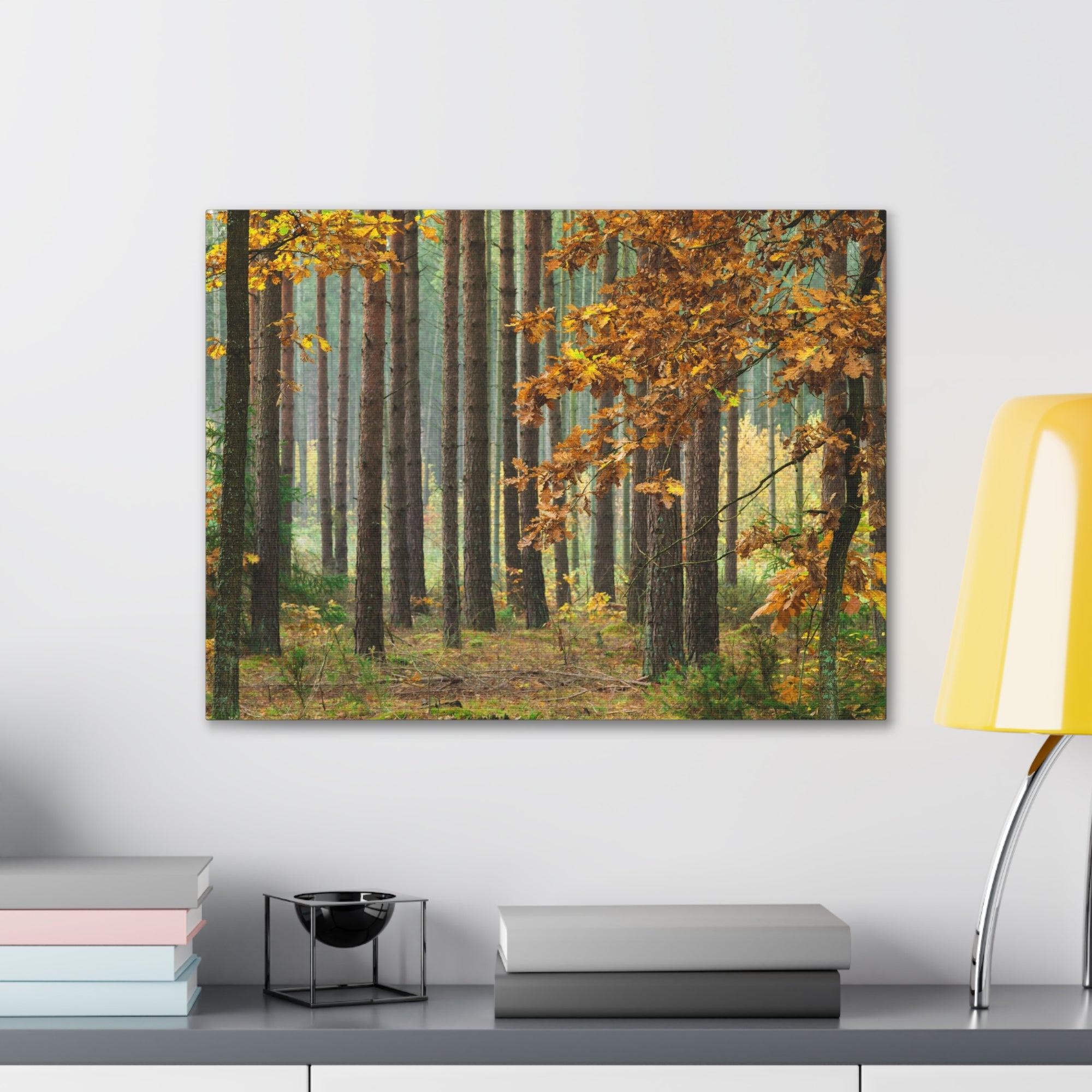 Autumn Forest Orange Tree Nature Wilderness Photography Canvas Wall Art for Home Decor Ready-to-Hang-Express Your Love Gifts