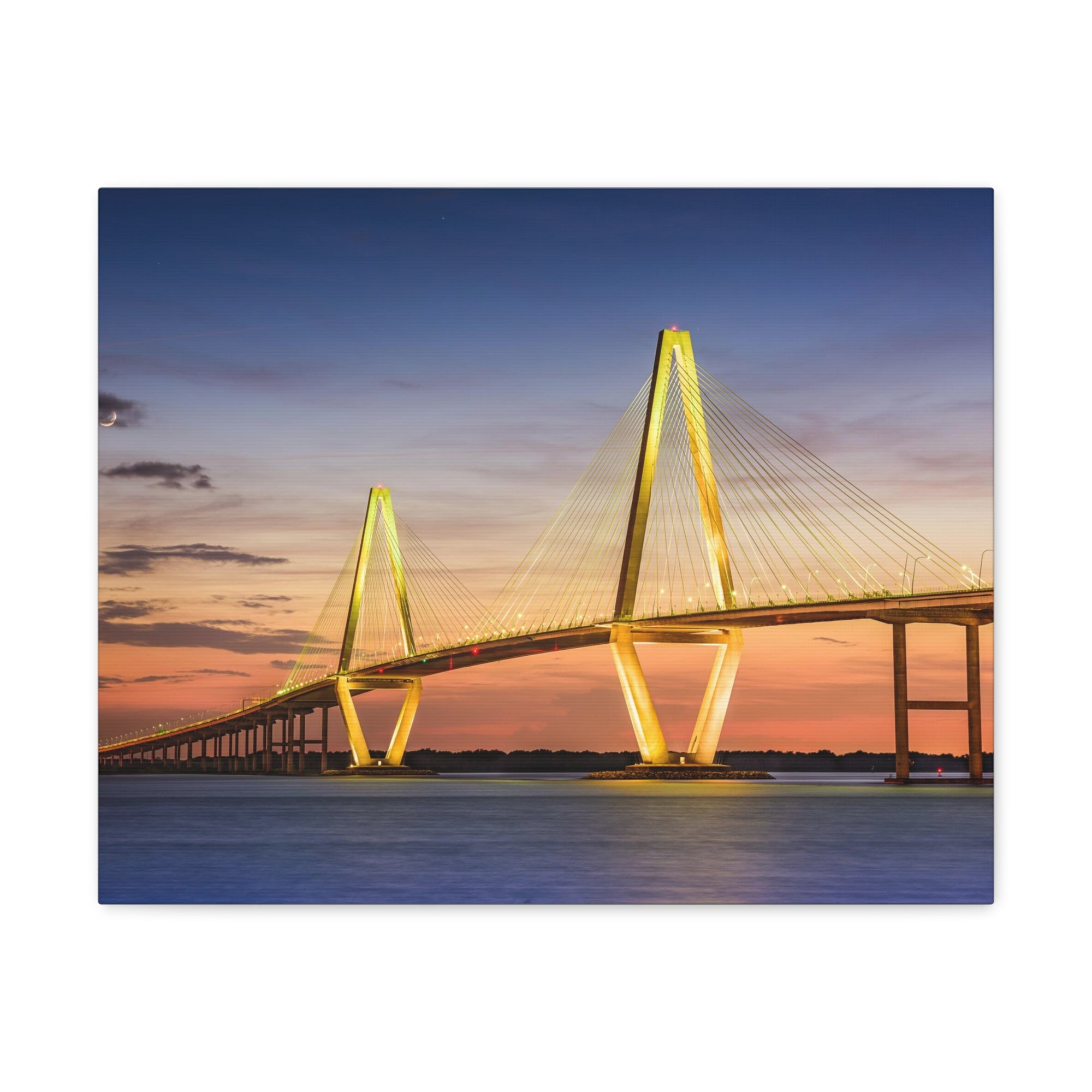 Arthur Ravenel River Bridge Charleston South Carolina Nature Wilderness Photography Canvas Wall Art for Home Decor Ready-to-Hang-Express Your Love Gifts