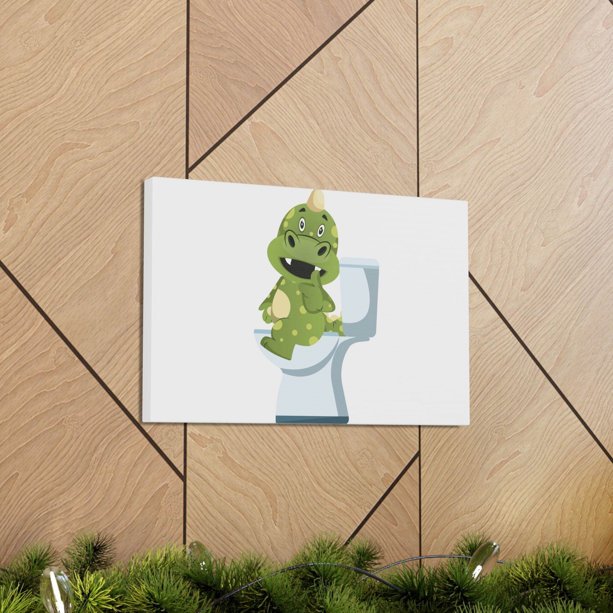 Green Dragon Sitting On Toilet Funny Canvas Wall Art for Home Decor Ready-to-Hand-Express Your Love Gifts