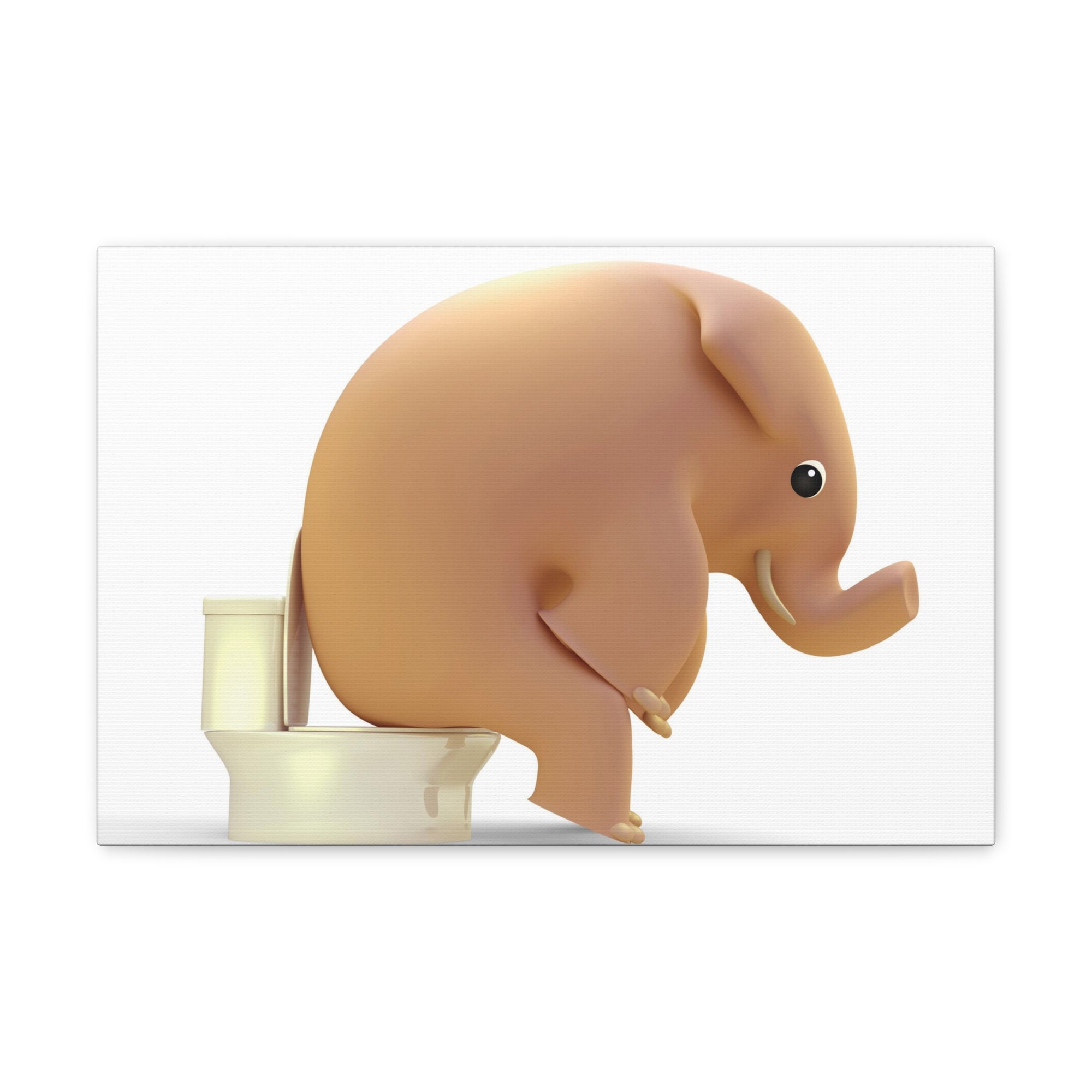 3D Elephant Seated On Toilet Funny Canvas Wall Art for Home Decor Ready-to-Hand-Express Your Love Gifts