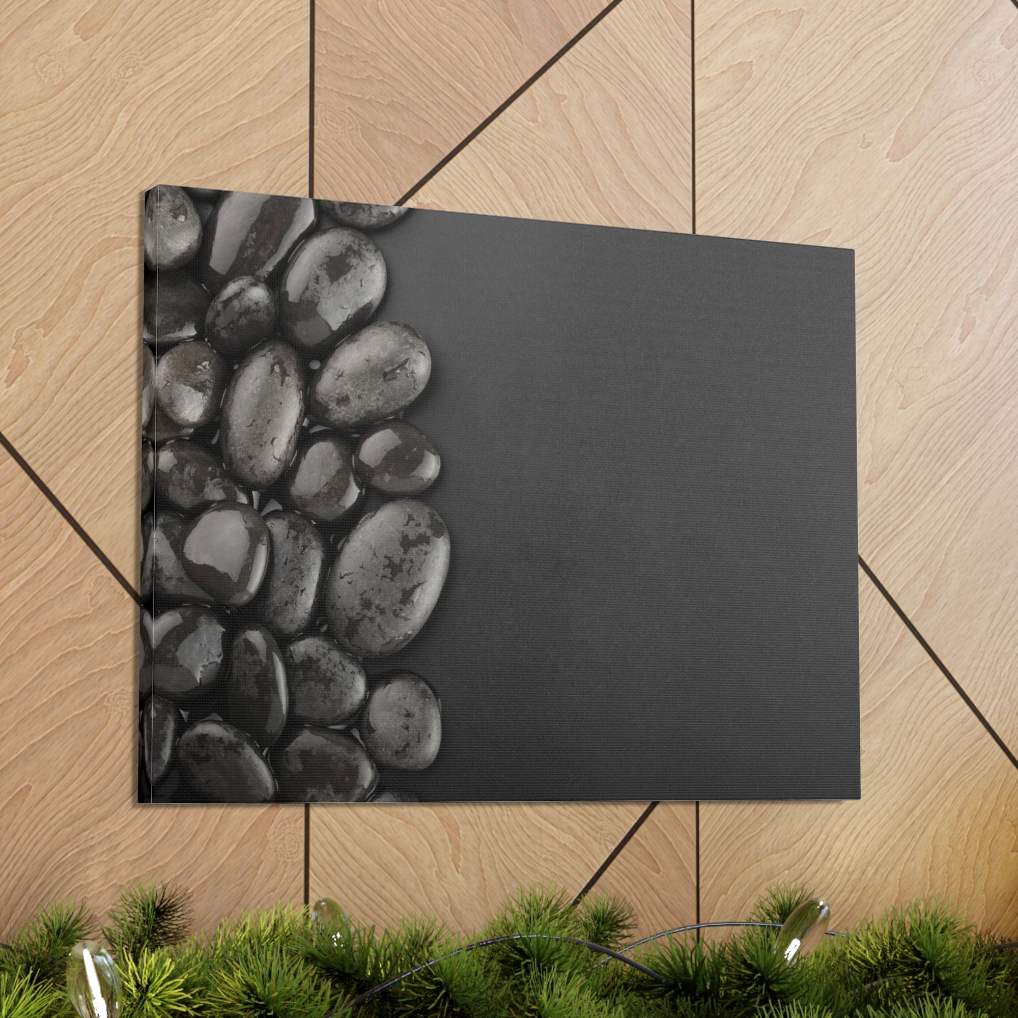 Black Background with Rocks Forest Floral Nature Photography Canvas Wall Art for Home Decor Ready-to-Hang-Express Your Love Gifts