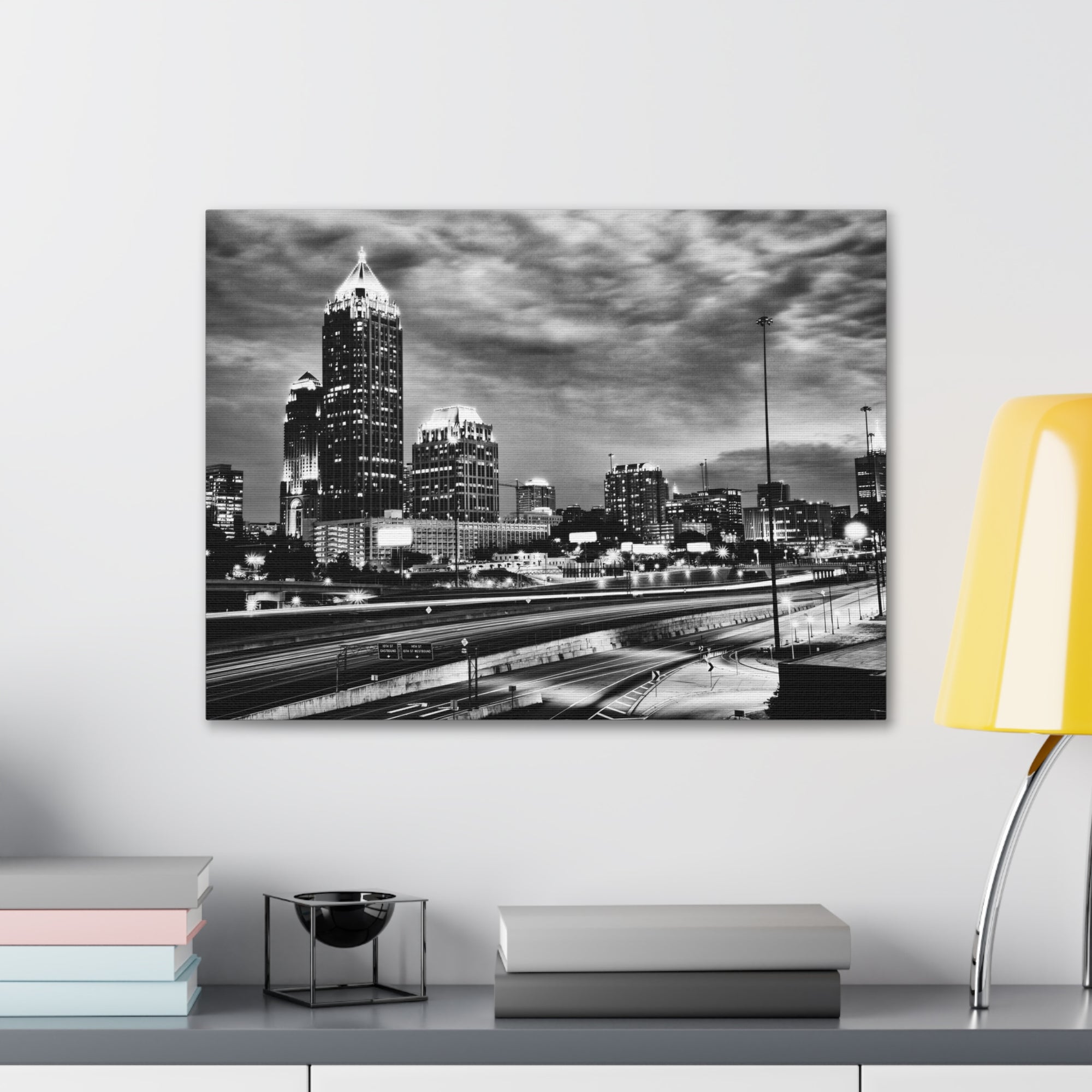 Atlanta Black And White Skyline Canvas Artwork High-Quality Breathtaking Stunning Cityscape for Home Decor Ready to Hang-Express Your Love Gifts