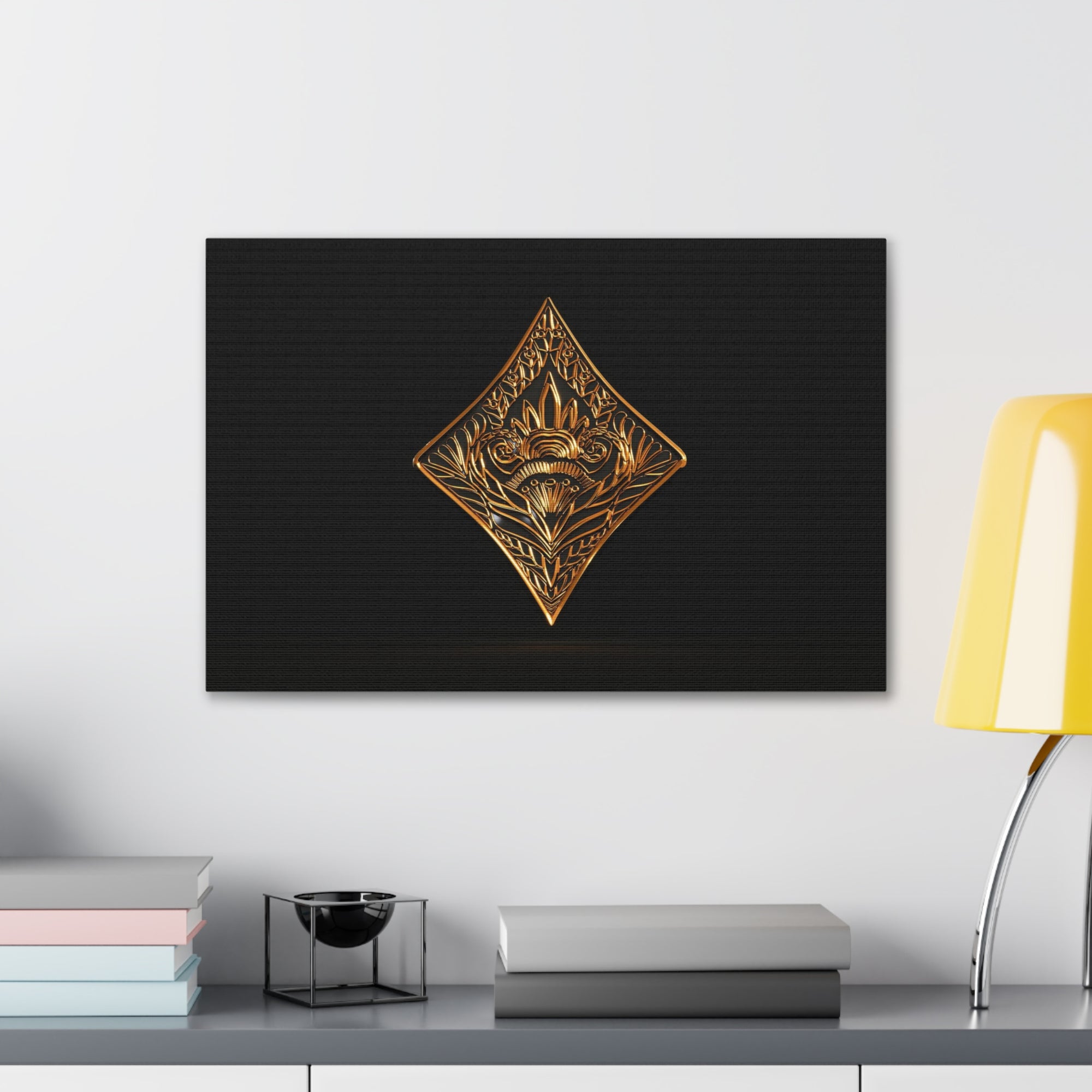 3D Gold Diamonds Playing Card Canvas Wall Art for Home Decor Ready-to-Hang-Express Your Love Gifts