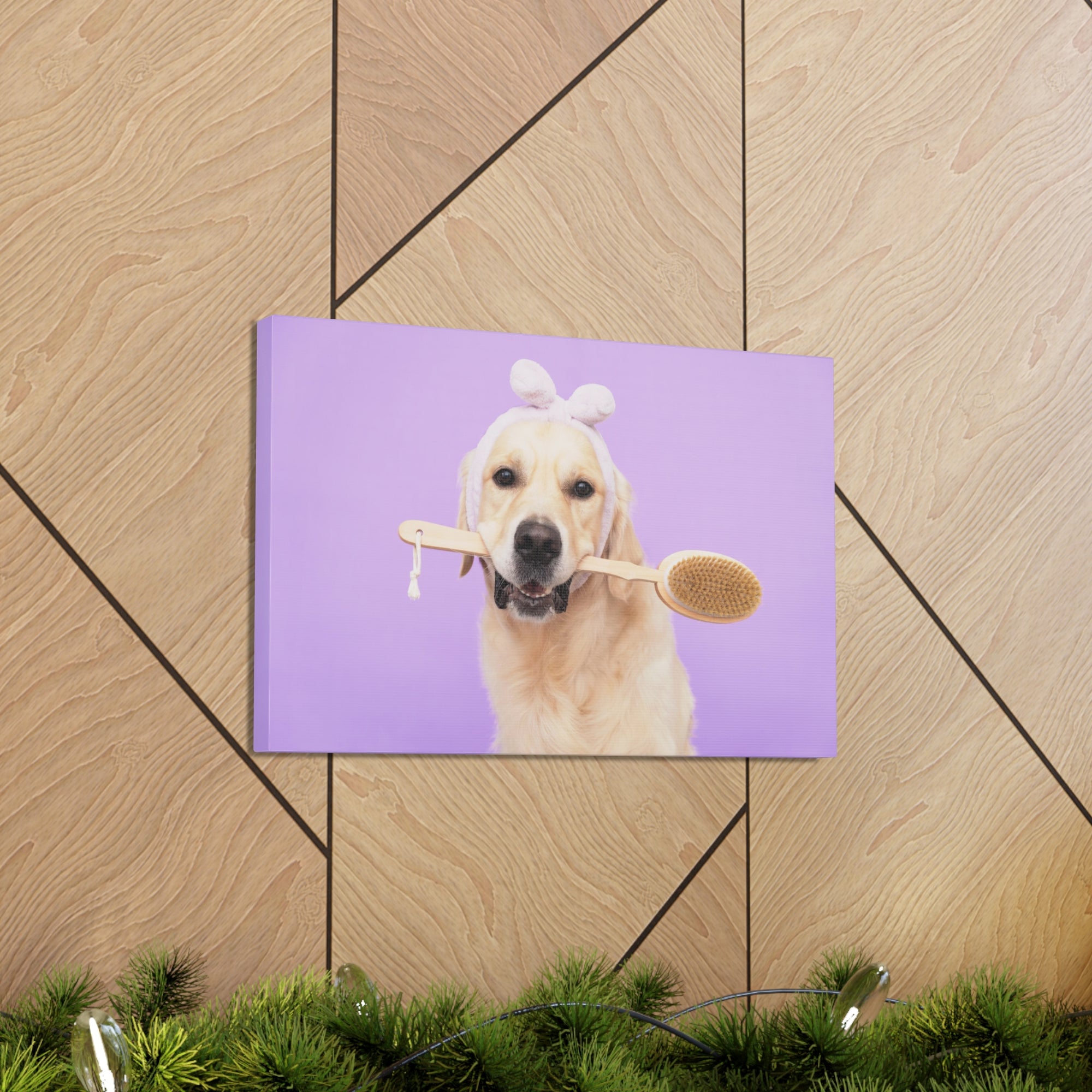 Funny Golden Retriever Bathee Canvas Wall Art for Home Decor Ready-to-Hang-Express Your Love Gifts