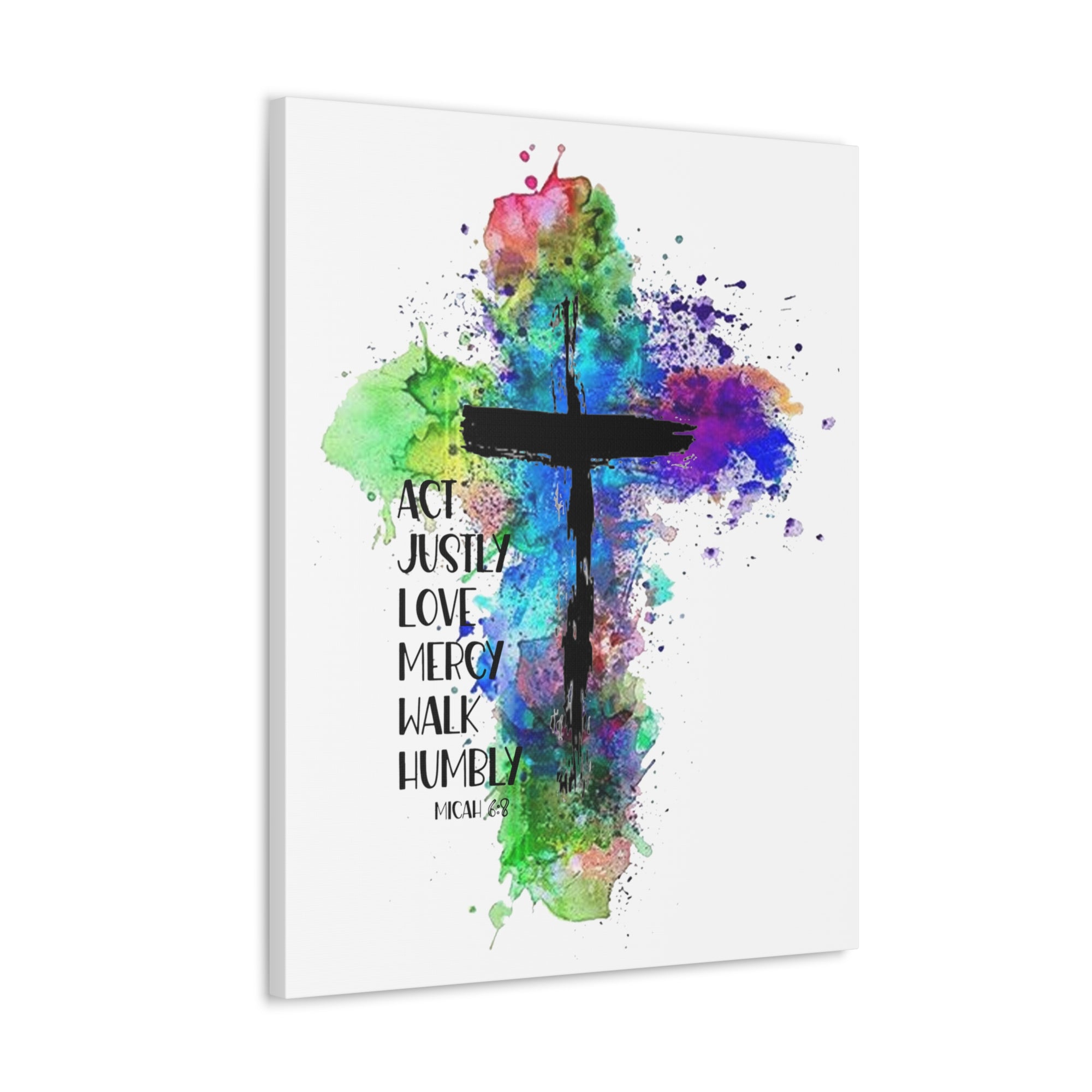 Scripture Walls Micah 6:8 Act Justly Distressed Cross Bible Verse Canvas Christian Wall Art Ready to Hang Unframed-Express Your Love Gifts