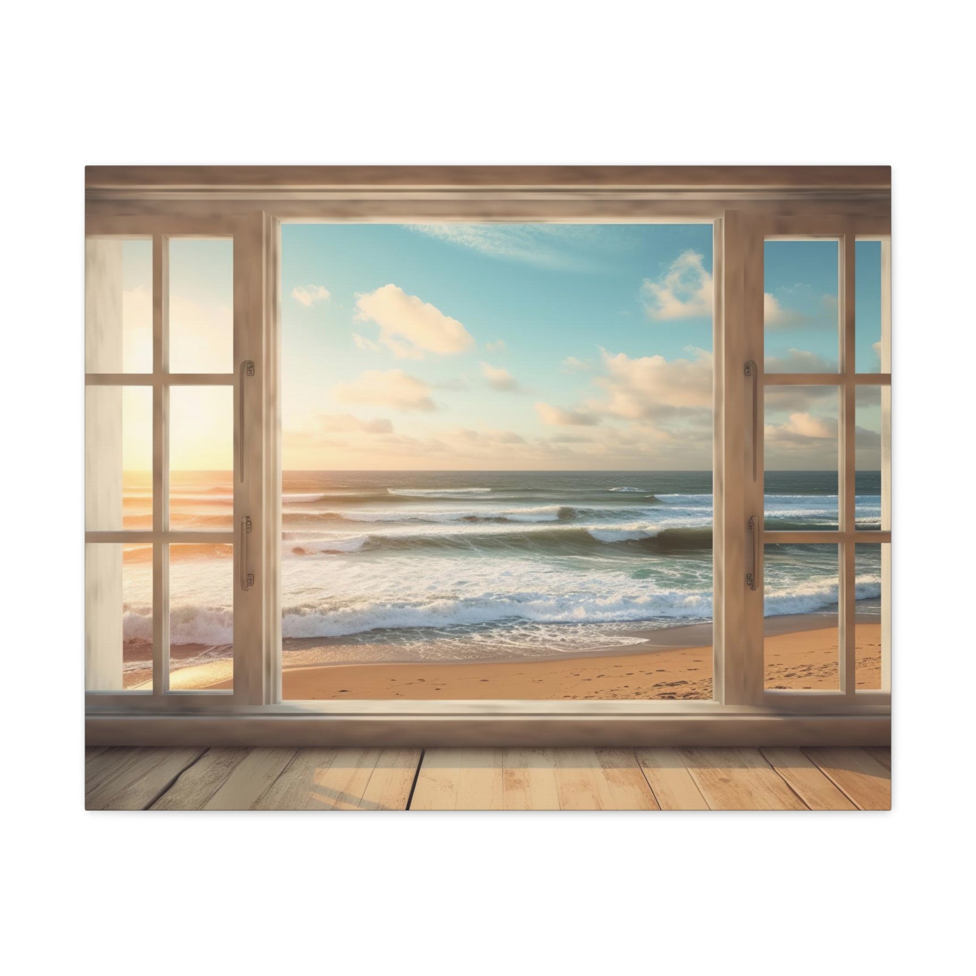 Beautiful Ocean View Window Luxury Ocean Canvas Wall Art for Home Decor Ready-to-Hang-Express Your Love Gifts