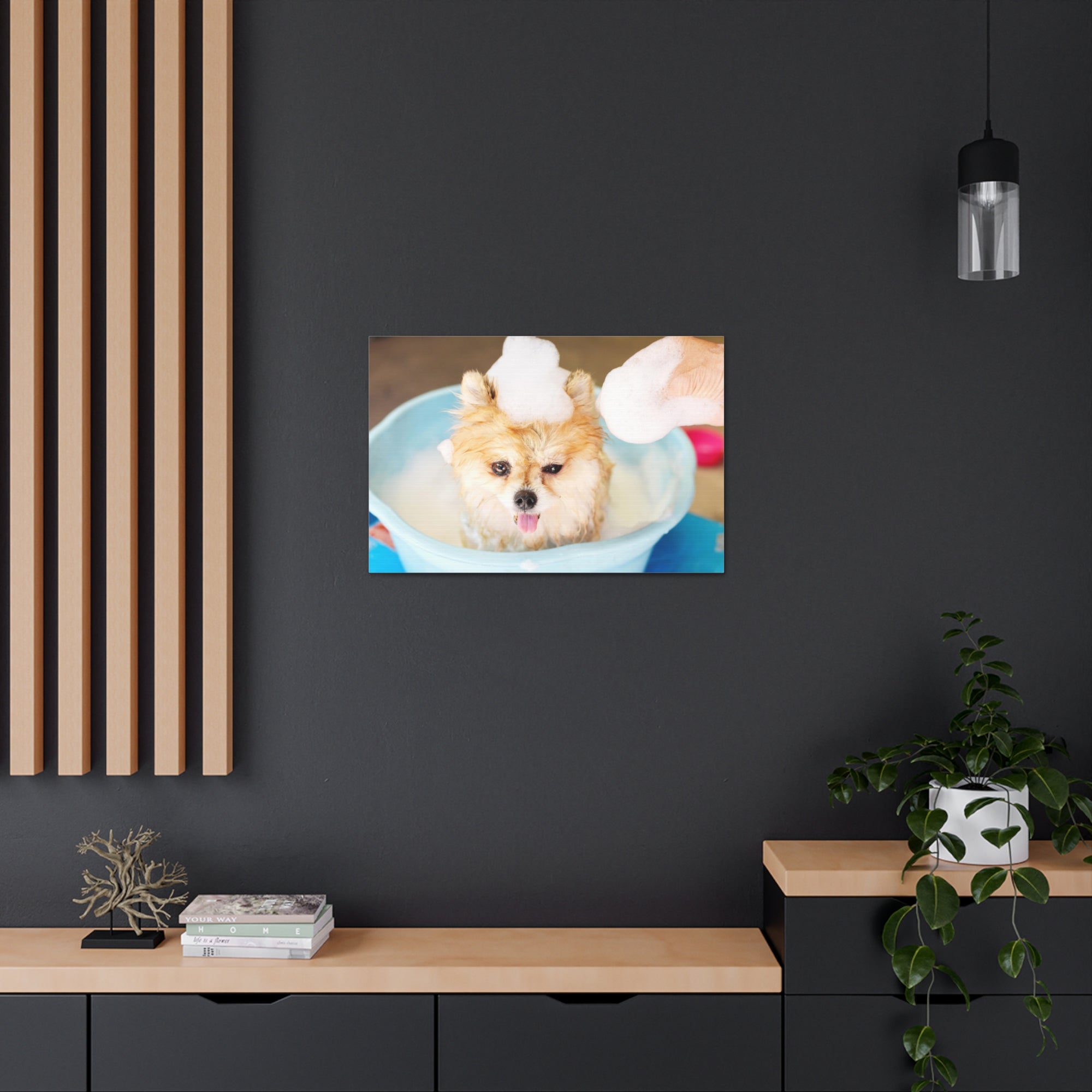 Funny Pomeranian Bathee Canvas Wall Art for Home Decor Ready-to-Hang-Express Your Love Gifts