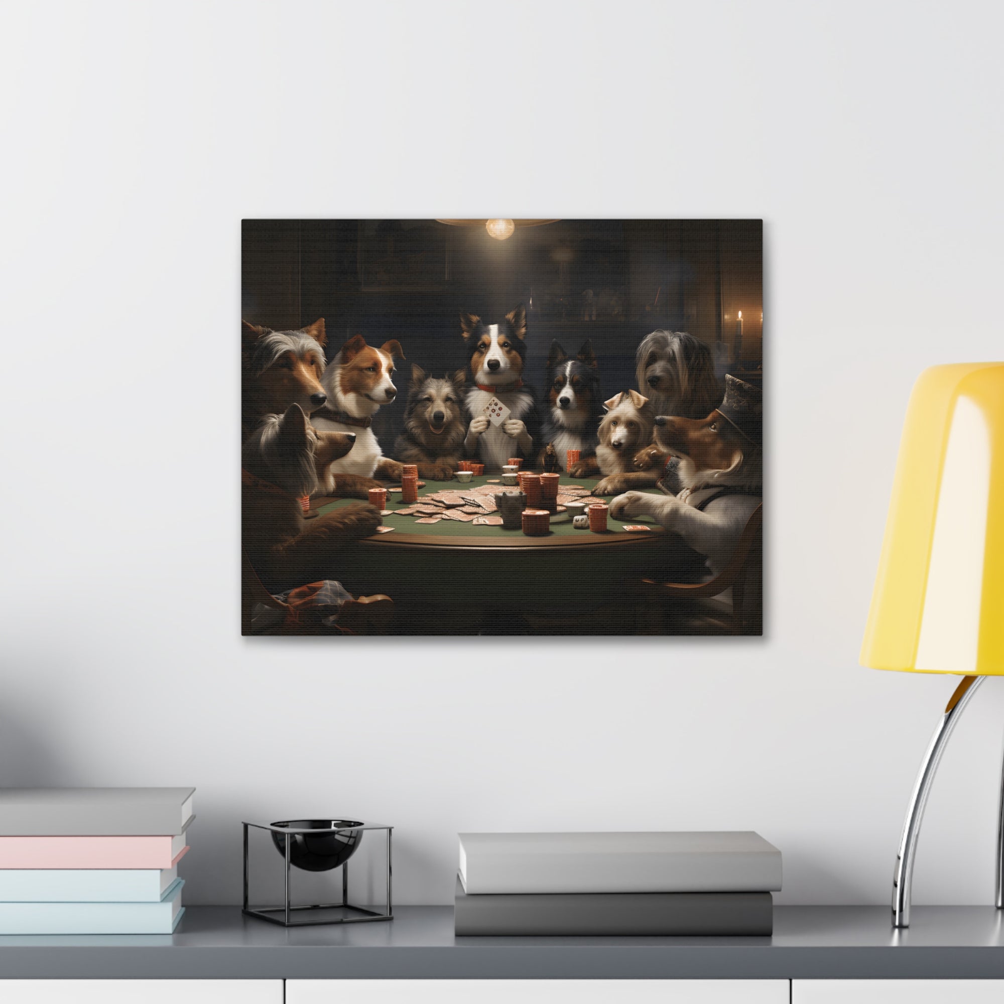 Different Dogs Playing Poker New York Animals Playing Card Canvas Wall Art for Home Decor Ready-to-Hang-Express Your Love Gifts