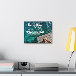 Scripture Canvas The Blessing of The Lord Proverbs 10:22 Wall Art Bible Verse Print Ready to Hang-Express Your Love Gifts