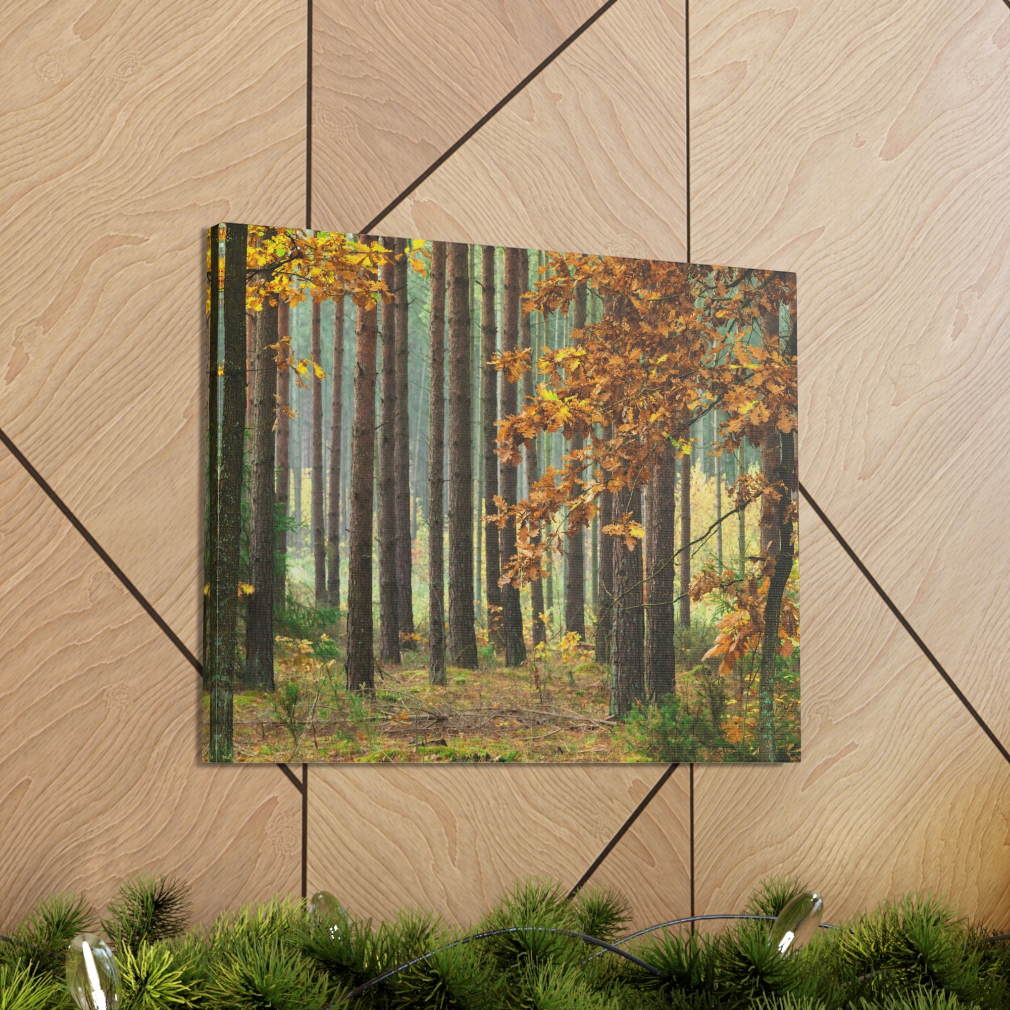 Autumn Forest Orange Tree Nature Wilderness Photography Canvas Wall Art for Home Decor Ready-to-Hang-Express Your Love Gifts