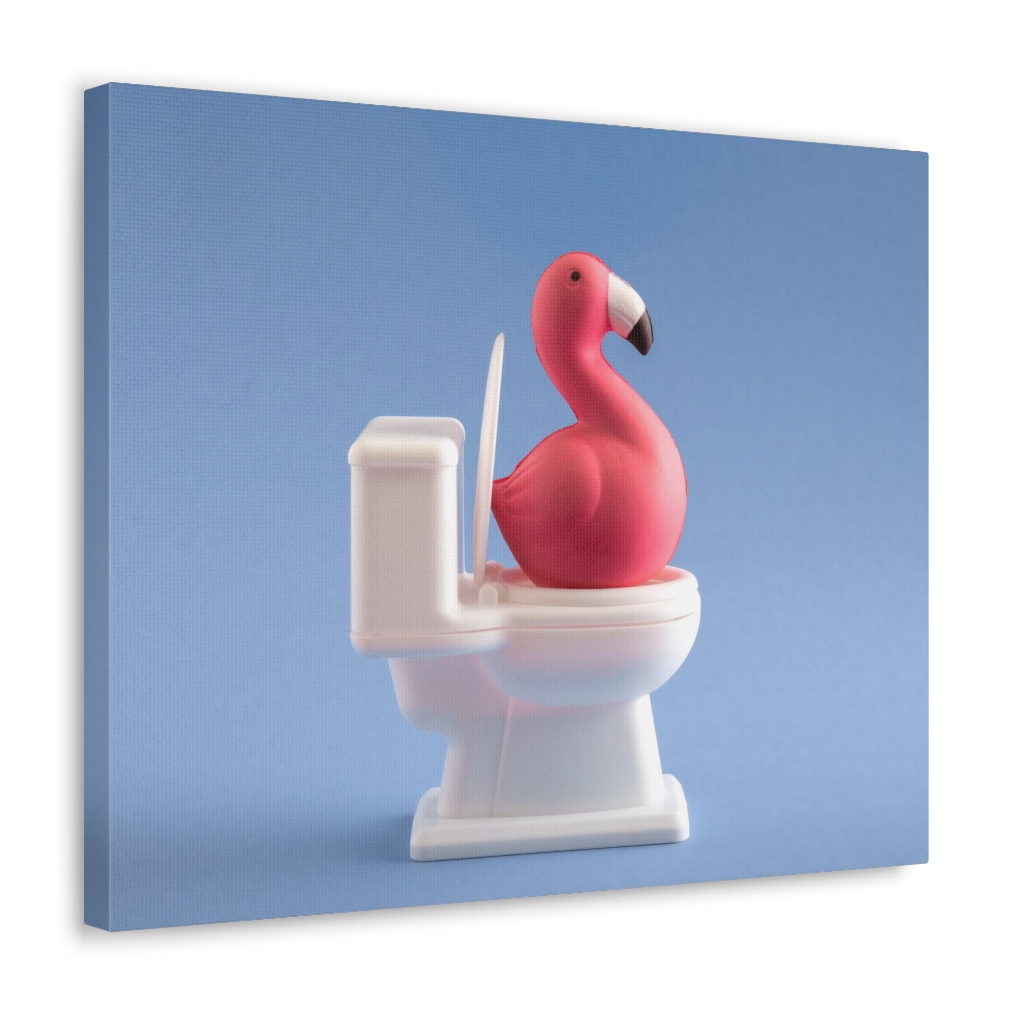 Cute Pink Flamingo Sitting On Toilet Funny Canvas Wall Art for Home Decor Ready-to-Hand-Express Your Love Gifts