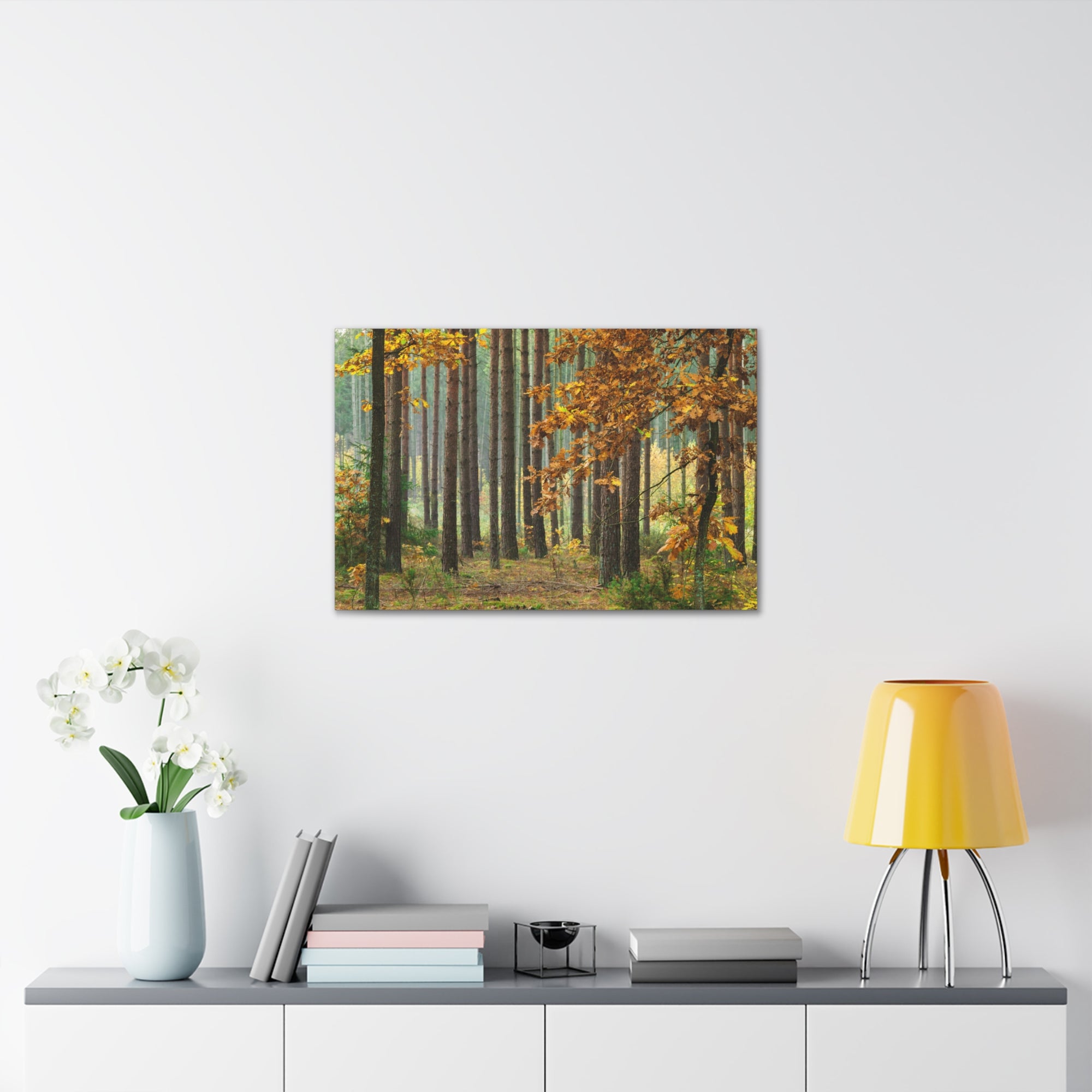 Autumn Forest Orange Tree Nature Wilderness Photography Canvas Wall Art for Home Decor Ready-to-Hang-Express Your Love Gifts