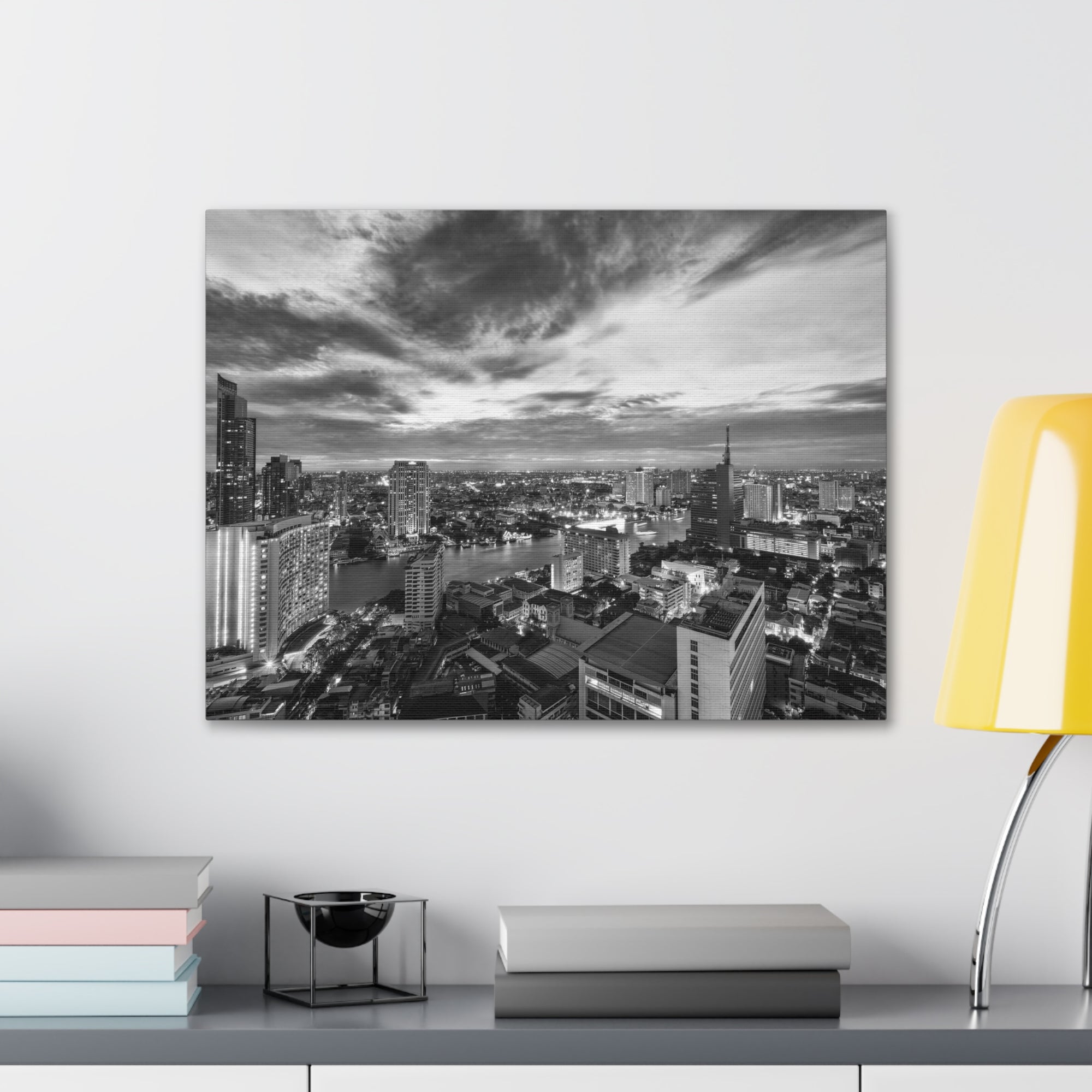 Bangkok Black And White Skyline Canvas Artwork High-Quality Breathtaking Stunning Cityscape for Home Decor Ready to Hang-Express Your Love Gifts