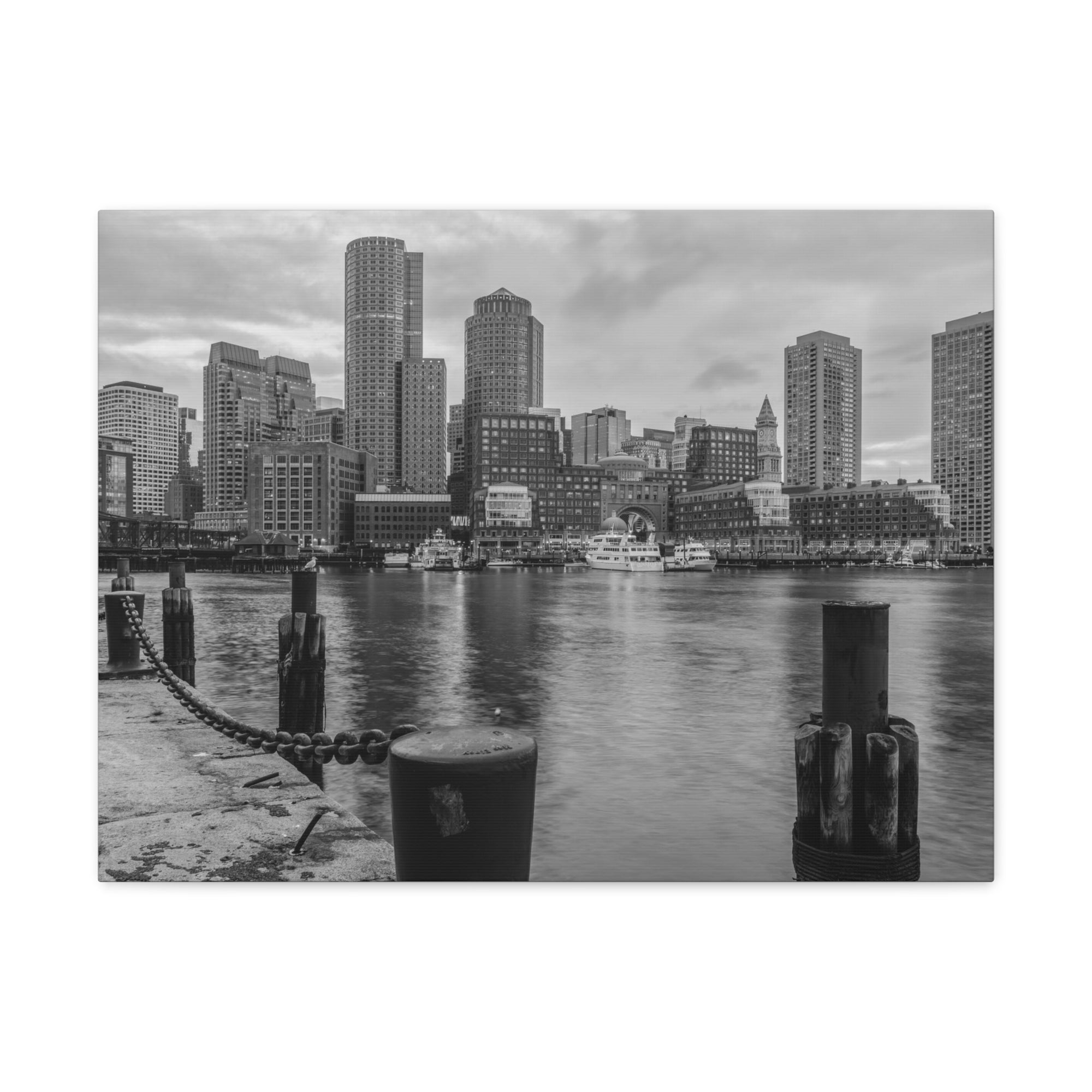 Boston Black And White Skyline Canvas Artwork High-Quality Breathtaking Stunning Cityscape for Home Decor Ready to Hang-Express Your Love Gifts