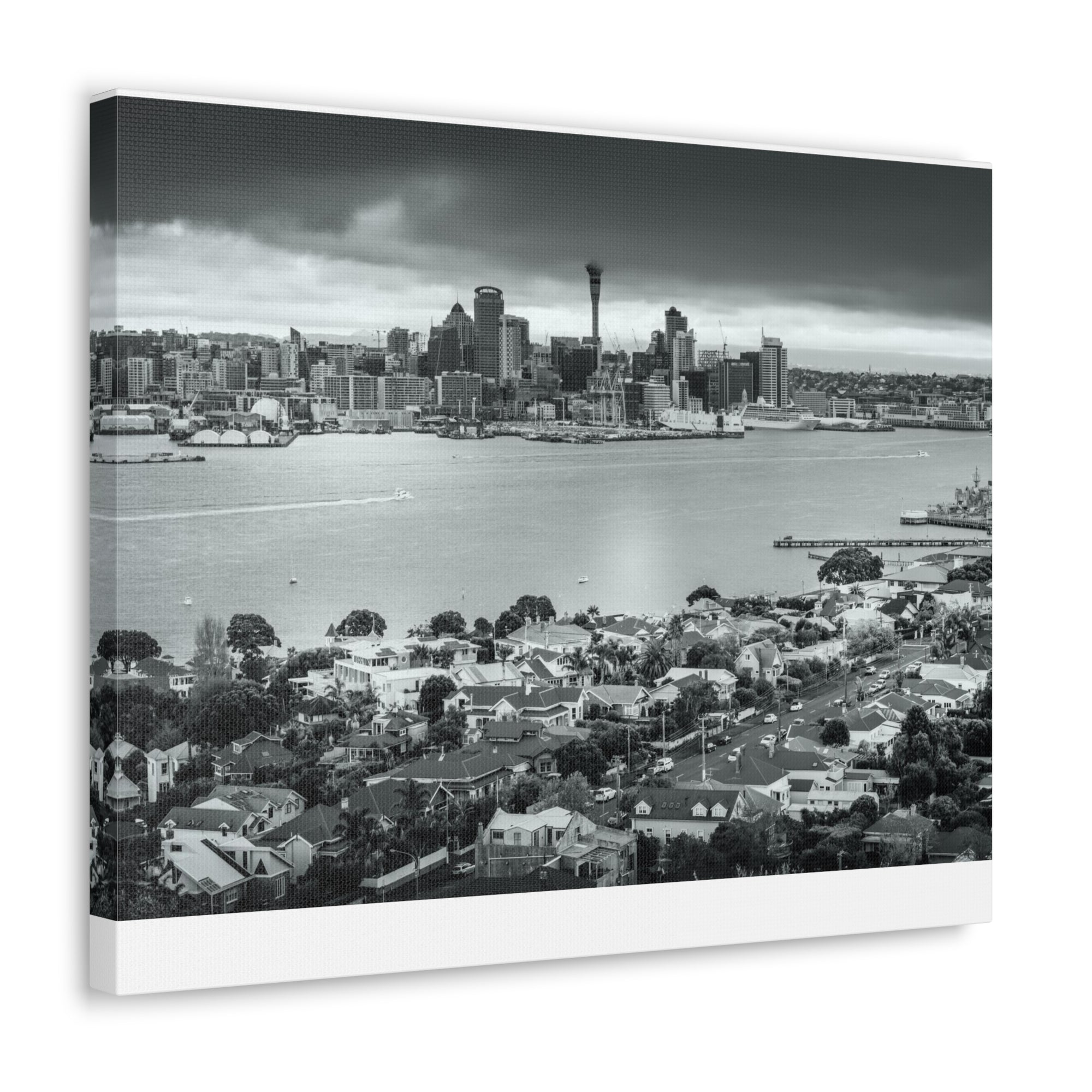 Auckland Black And White Skyline Canvas Artwork High-Quality Breathtaking Stunning Cityscape for Home Decor Ready to Hang-Express Your Love Gifts