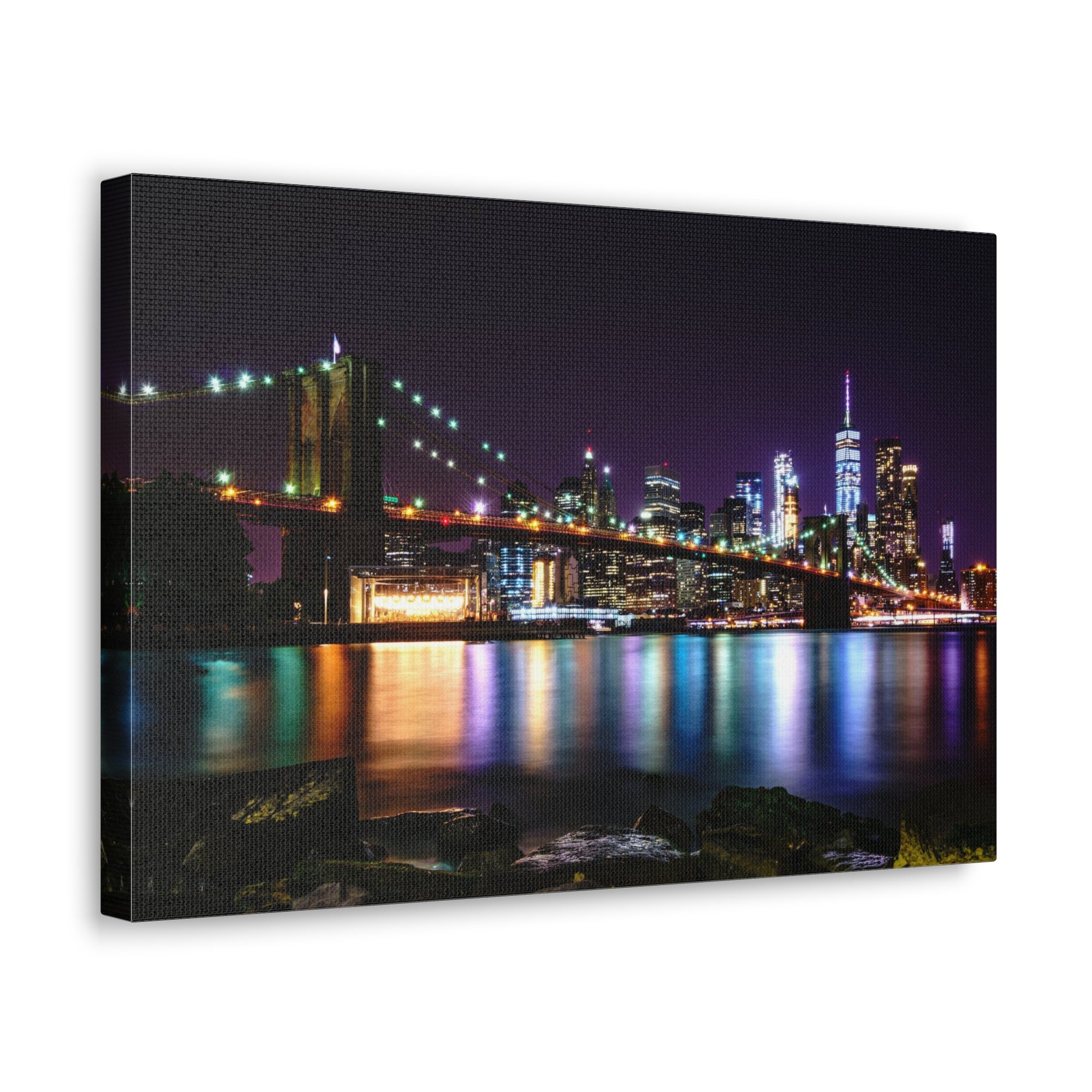 Brooklyn Night Skyline Canvas Artwork High-Quality Breathtaking Stunning Cityscape for Home Decor Ready to Hang-Express Your Love Gifts