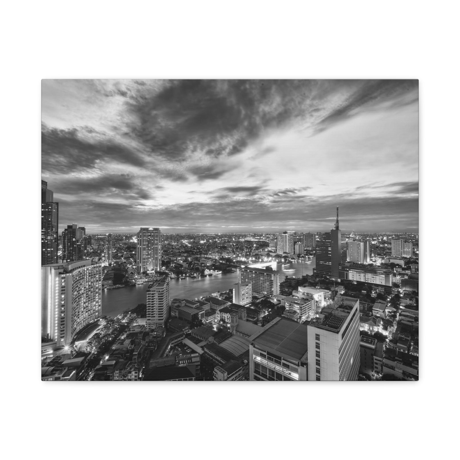 Bangkok Black And White Skyline Canvas Artwork High-Quality Breathtaking Stunning Cityscape for Home Decor Ready to Hang-Express Your Love Gifts