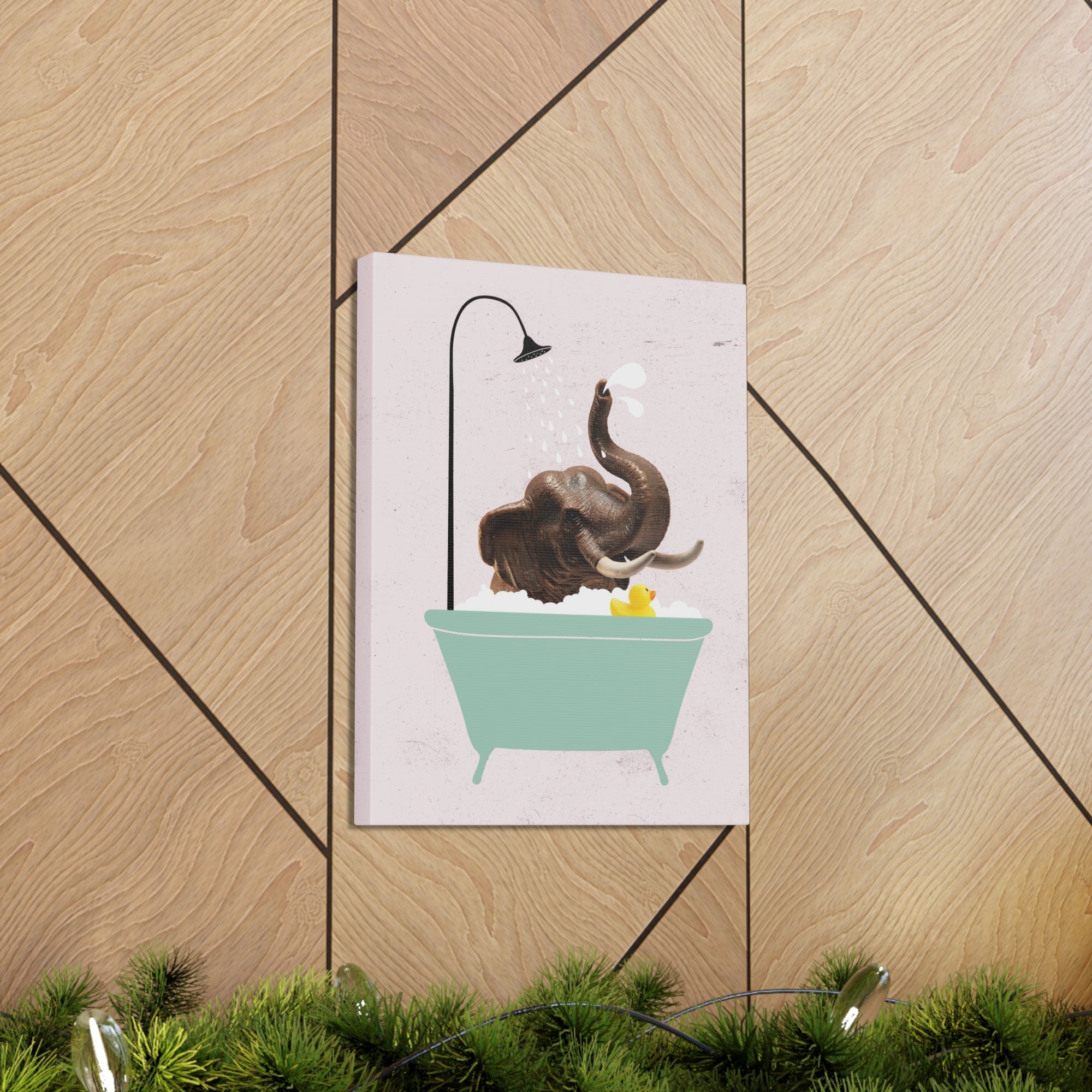 Funny Elephant Bath Canvas Wall Art for Home Decor Ready-to-Hang-Express Your Love Gifts