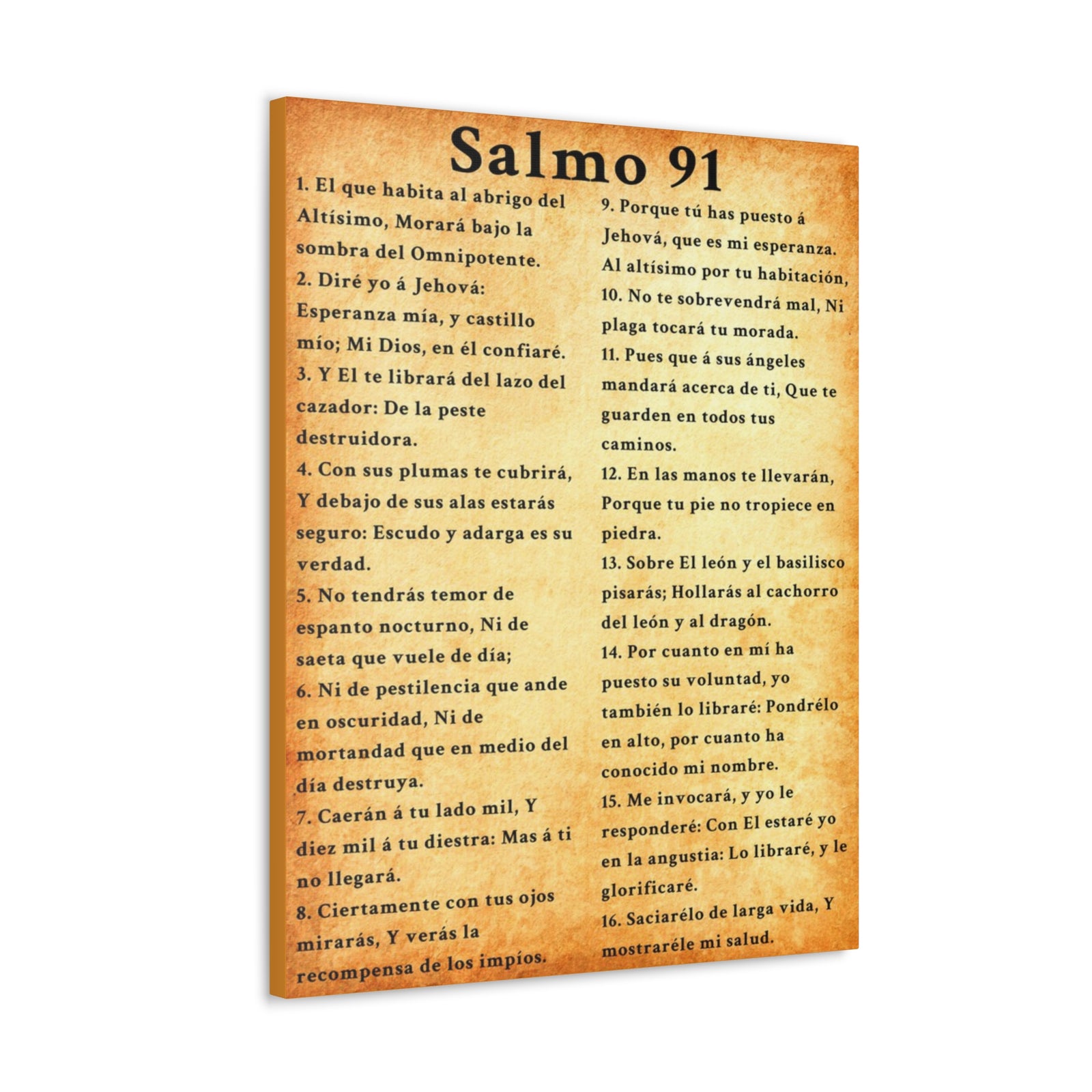 Scripture Walls Salmo 91 Psalm 91 Spanish Gold Bible Chapter Canvas Christian Wall Art Ready to Hang Unframed-Express Your Love Gifts