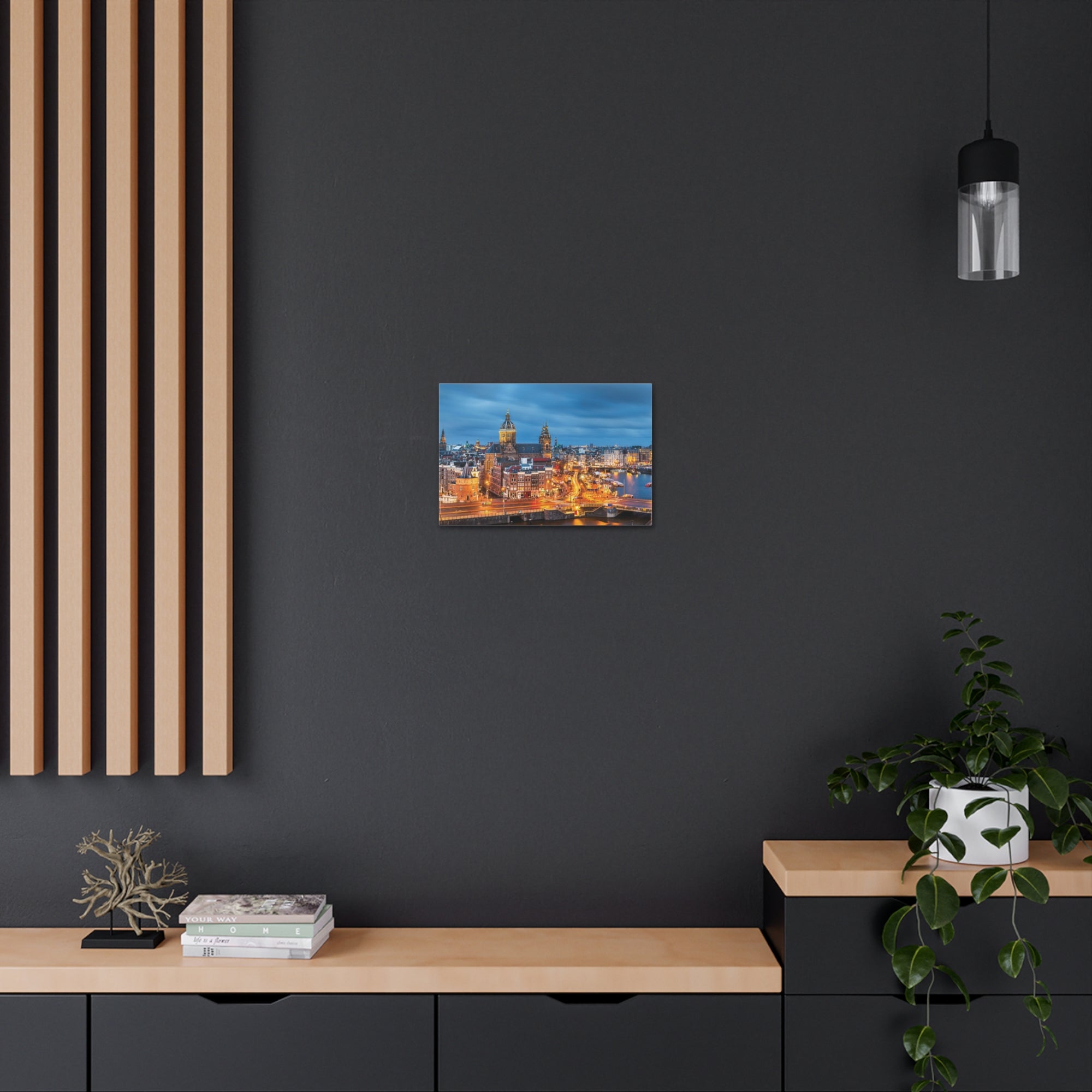 Amsterdam Night Skyline Canvas Artwork High-Quality Breathtaking Stunning Cityscape for Home Decor Ready to Hang-Express Your Love Gifts